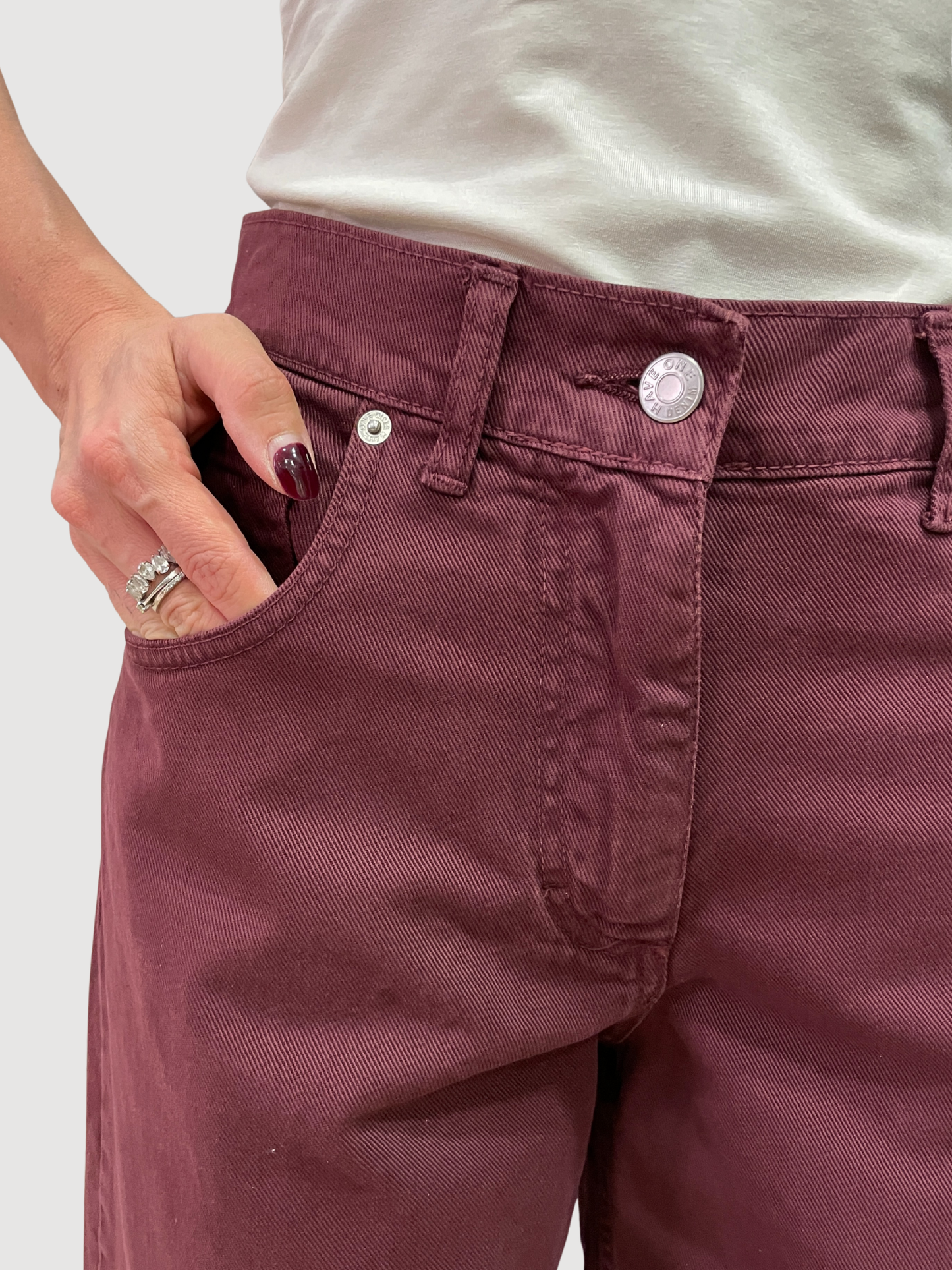 HAVEONE - Jeans Bella grigio a vita alta con dettaglio rotture - più colori
