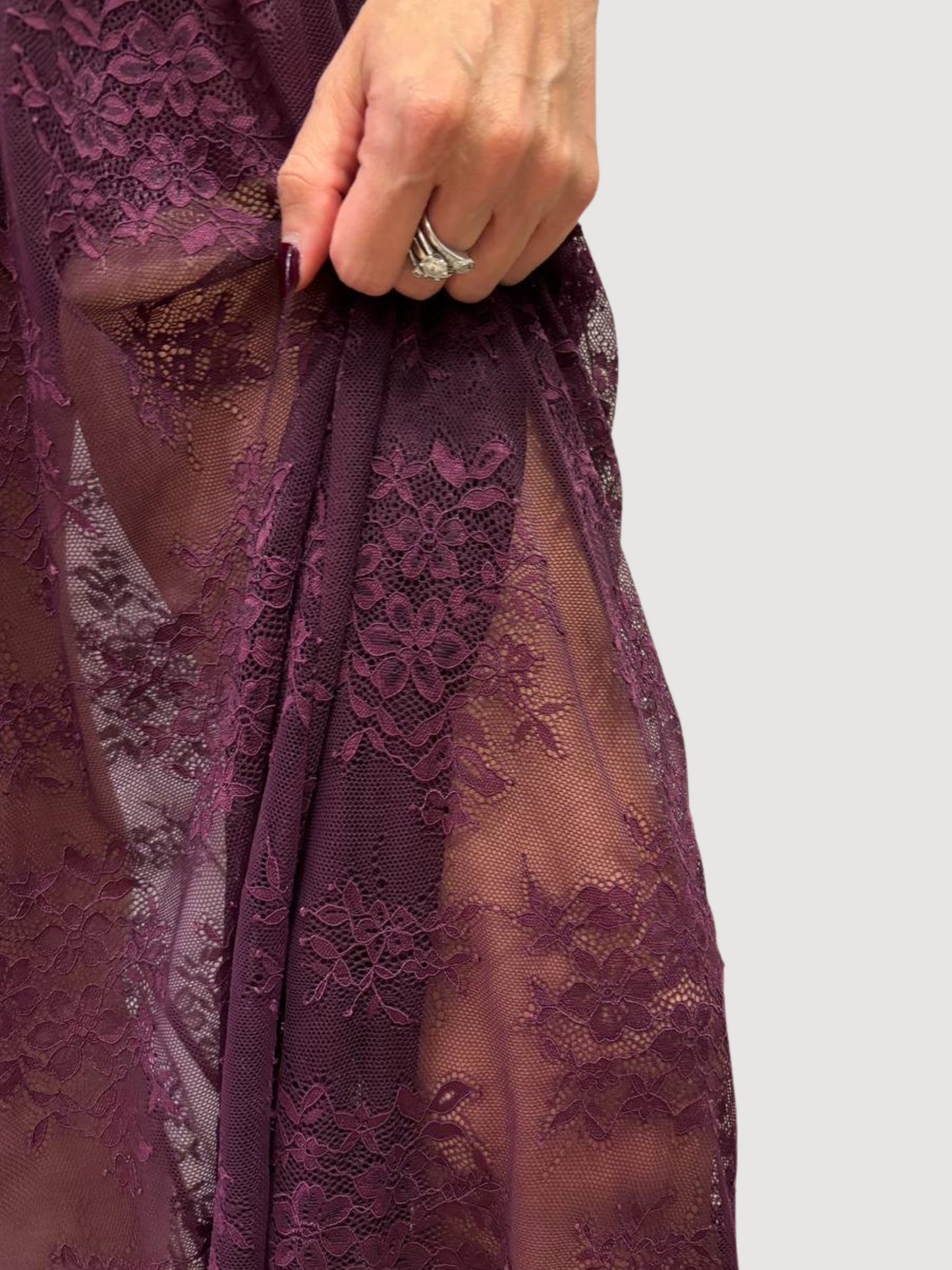 KONTATTO - Gonna in pizzo lunga bordeaux con culotte