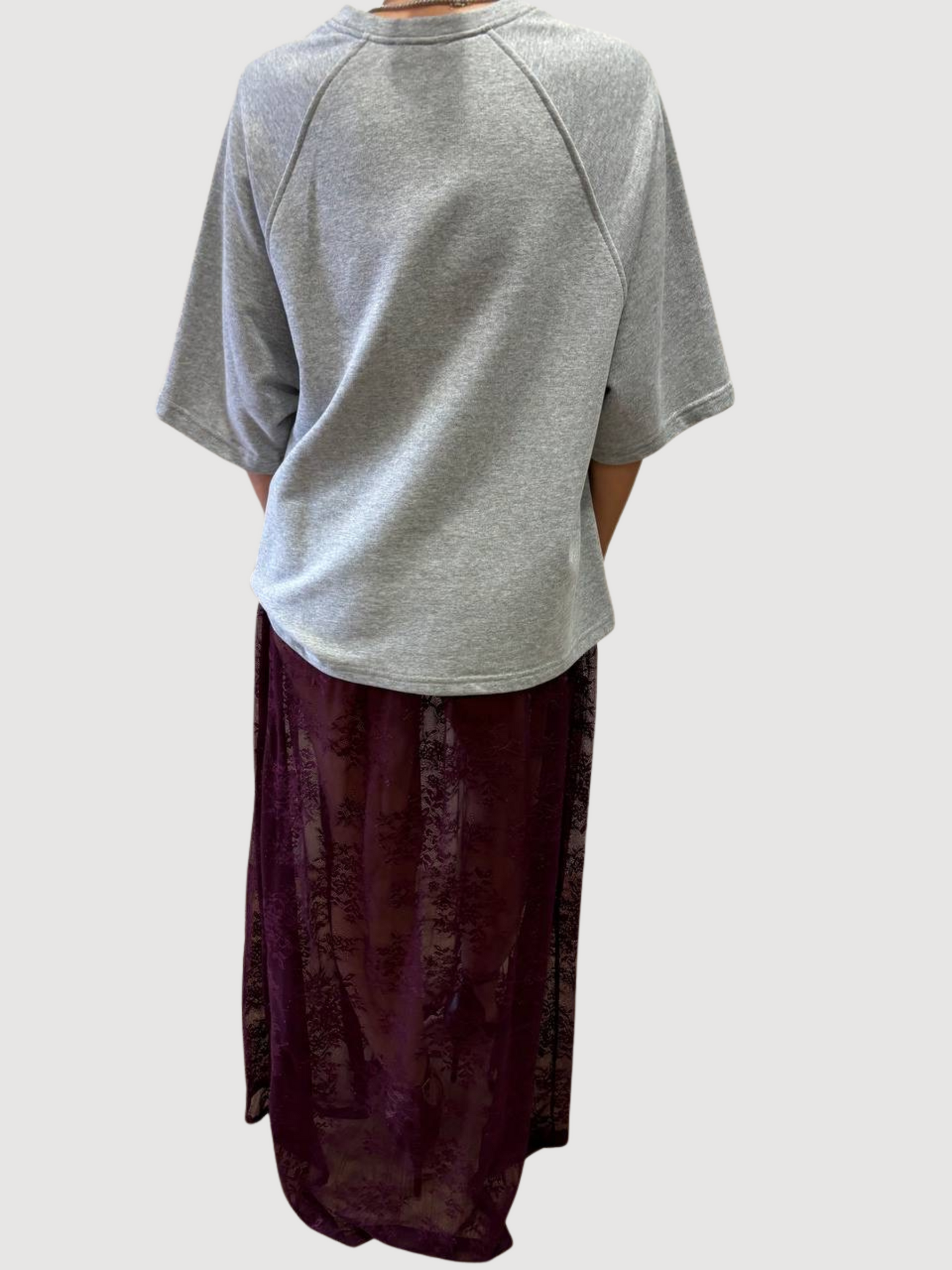 KONTATTO - Gonna in pizzo lunga bordeaux con culotte