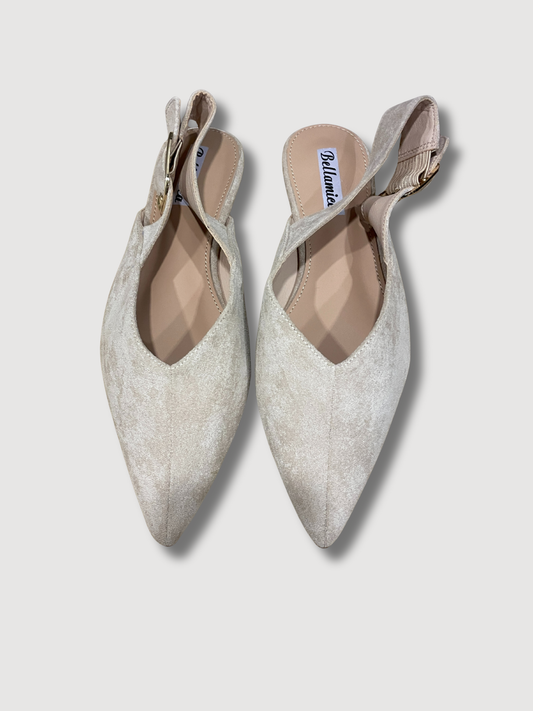 Flat in ecocamoscio a punta con fibbia oro - khaki