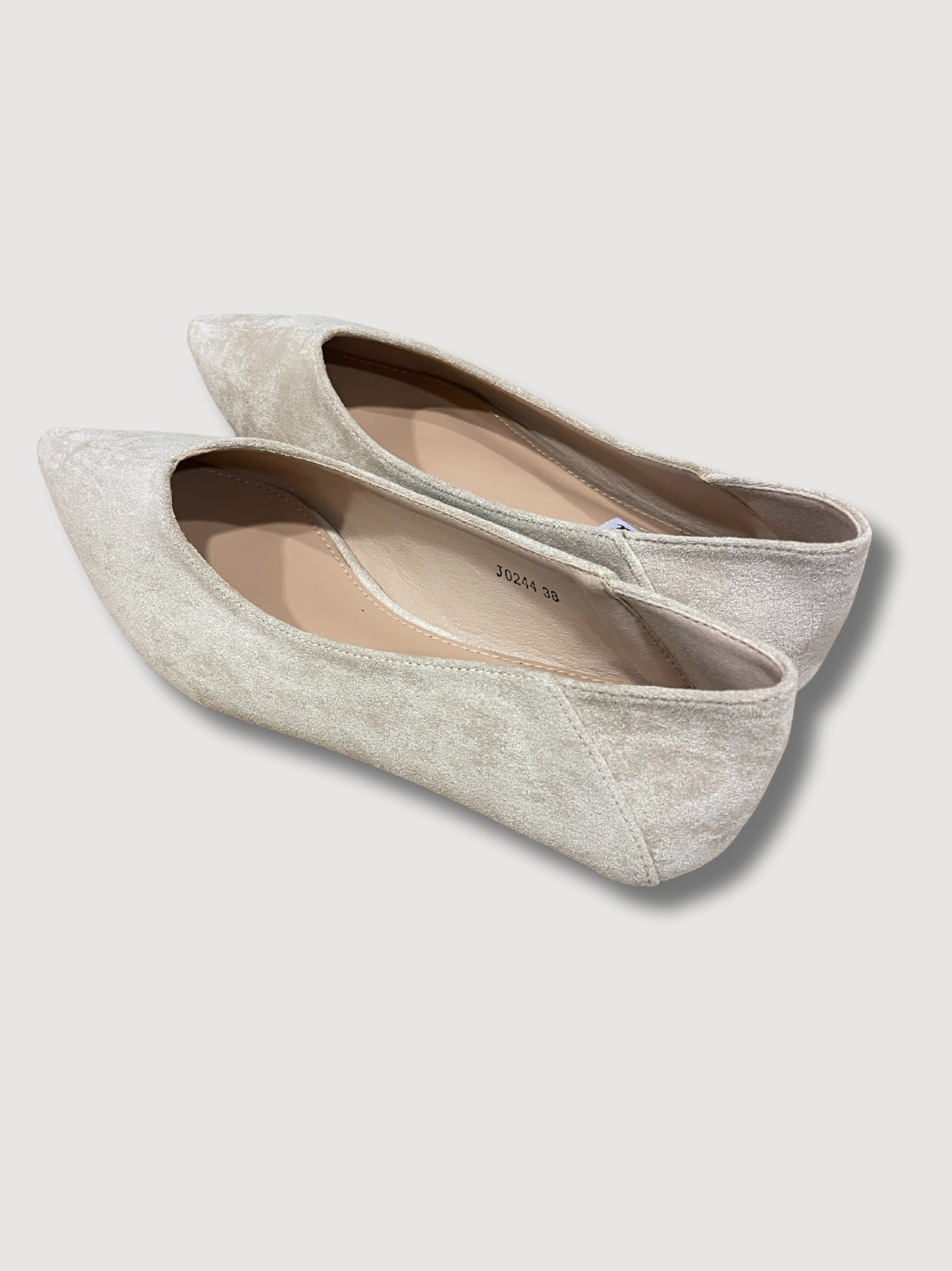 Ballerina in ecocamoscio a punta - khaki