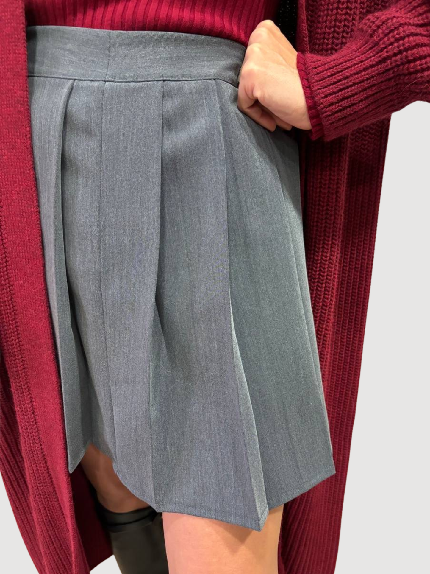 HAVEONE - Gonna grigia con pieghette stile college