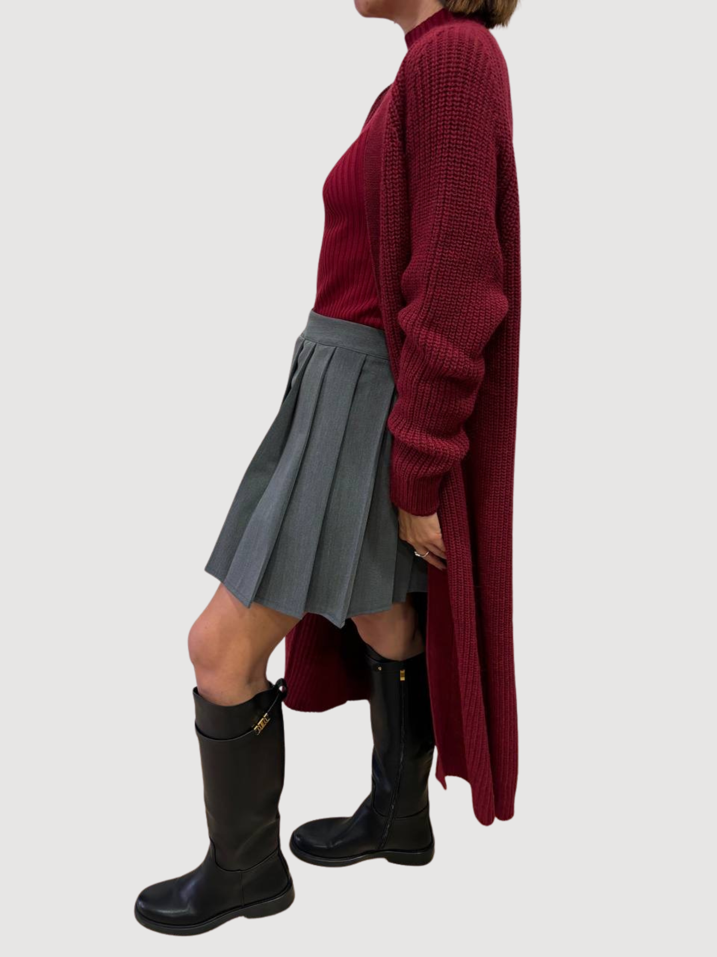 HAVEONE - Gonna grigia con pieghette stile college