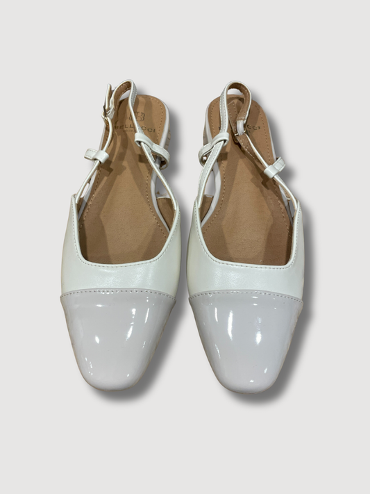 Chanel con punta squadrata bicolor - beige e burro