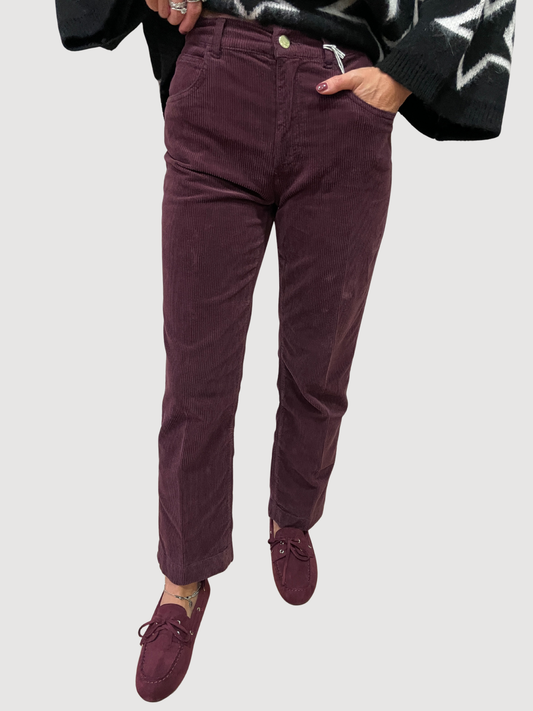 KAOS - Pantalone a trombetta millerighe bordeaux