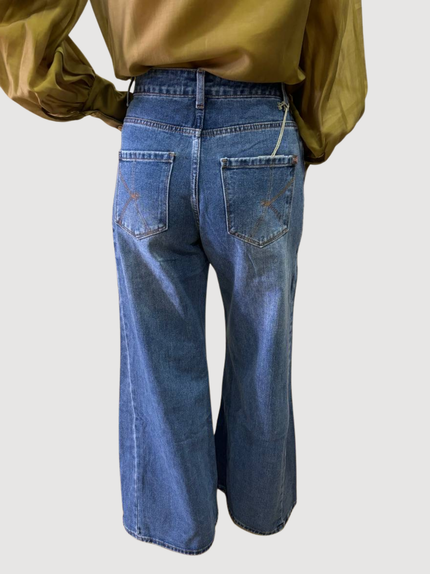 KAOS - Jeans Carole in denim wide leg a palazzo ampio