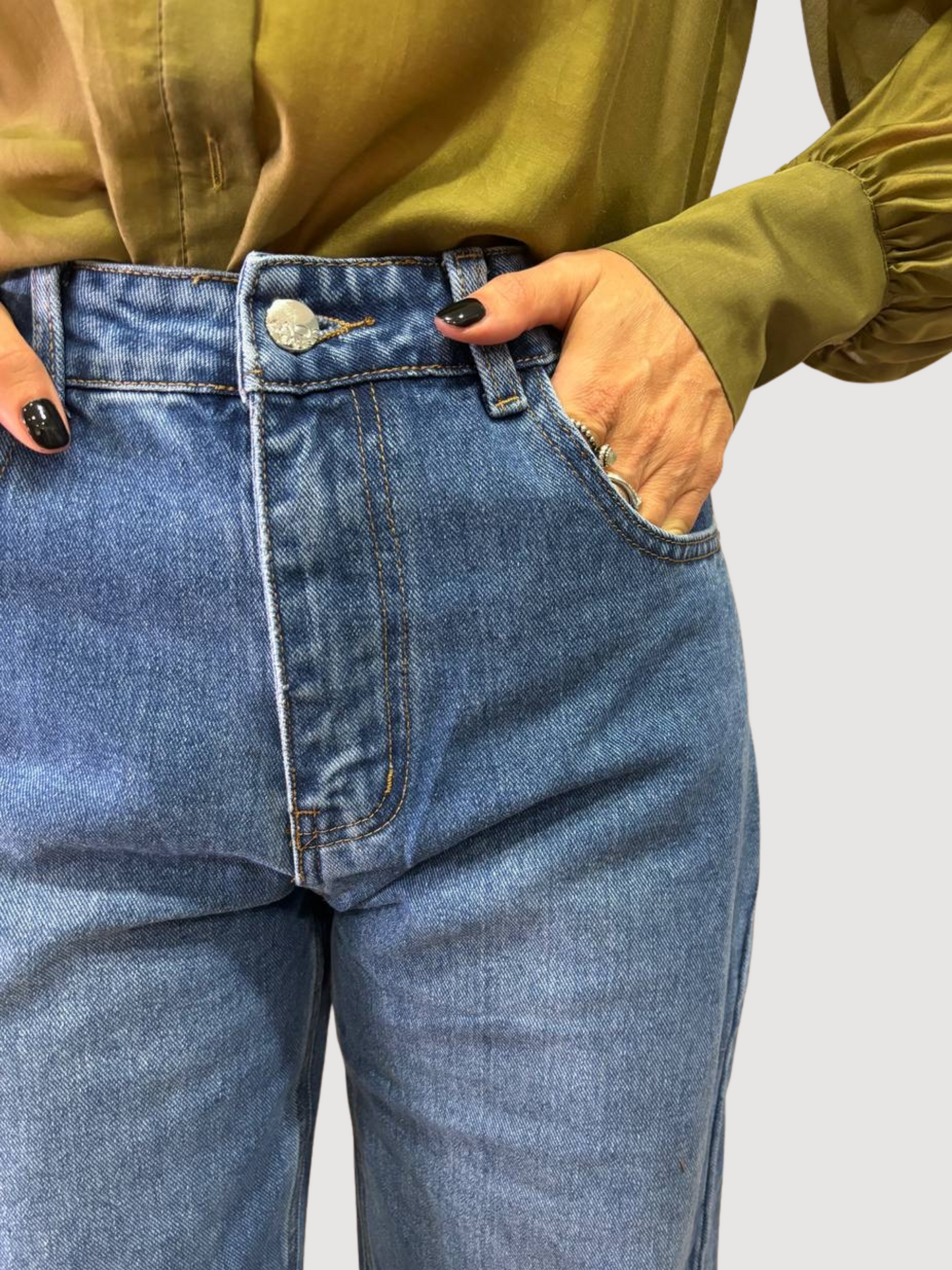 KAOS - Jeans Carole in denim wide leg a palazzo ampio