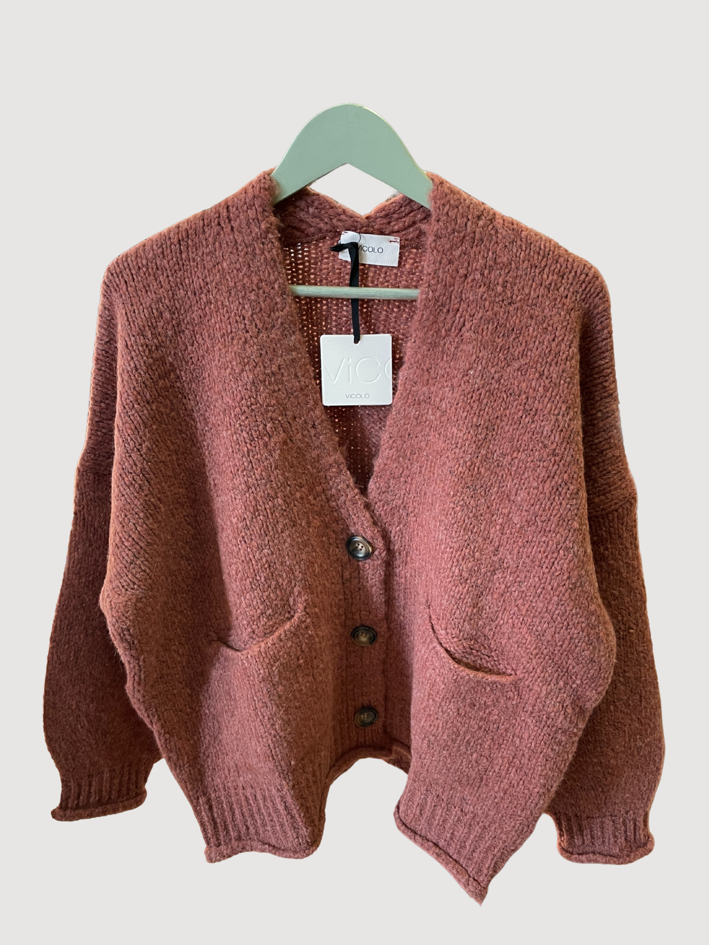VICOLO - Cardigan in maglia con bottoni e tasche frontali - più colori