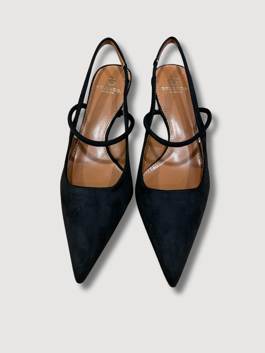 Scarpa con tacco a punta in ecocamoscio - nero