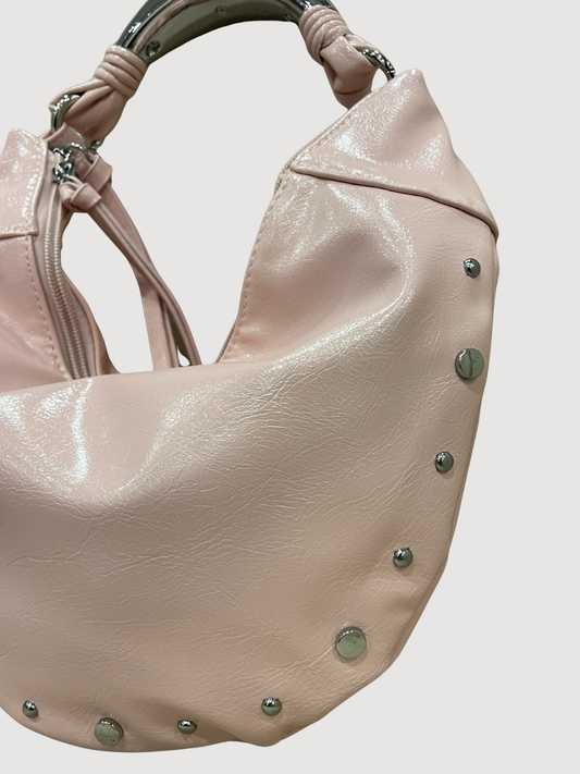 Borsa in ecopelle a mezzaluna rosa soft