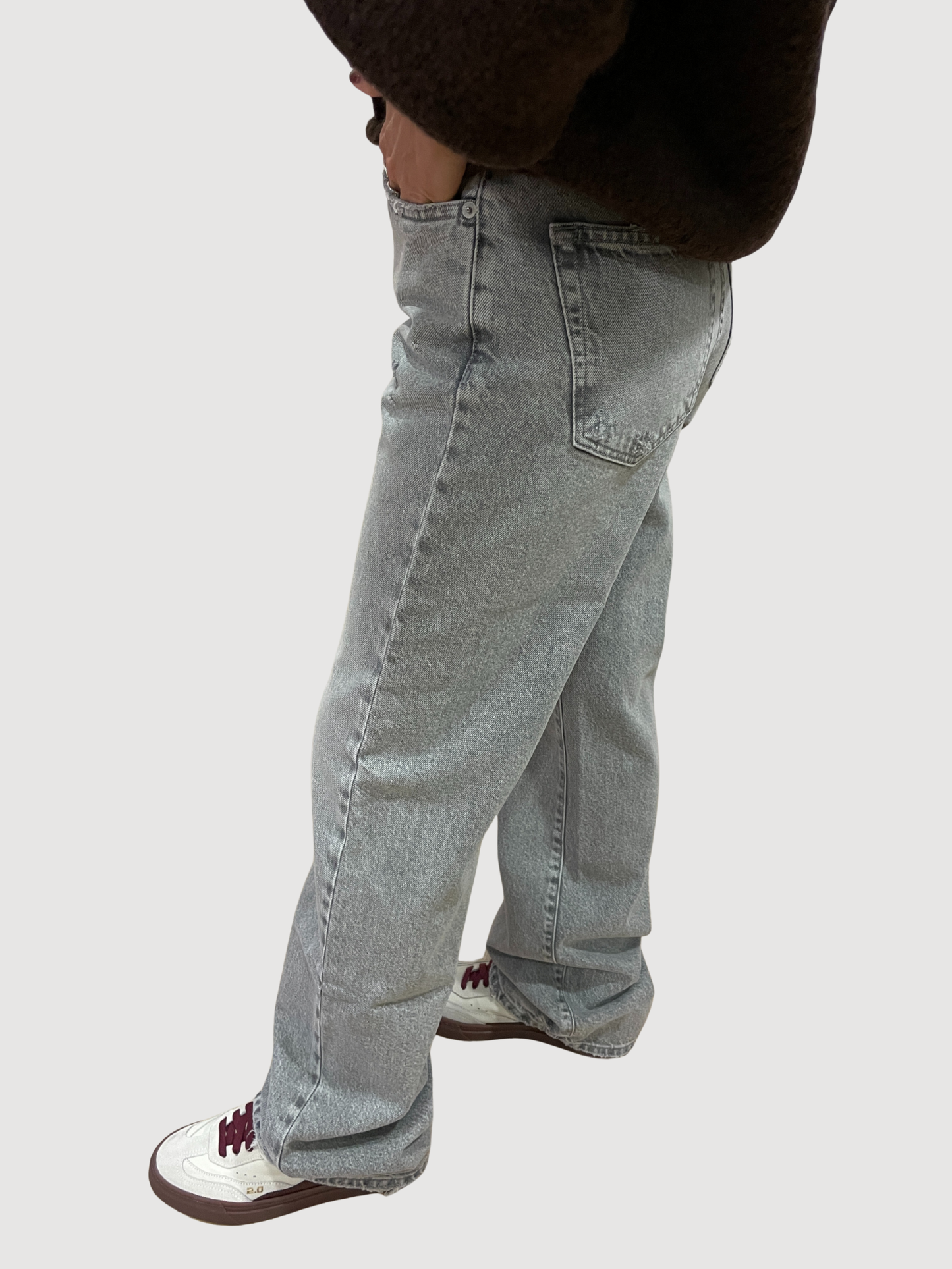 VICOLO - Jeans Alex in denim grigio a palazzo dritto