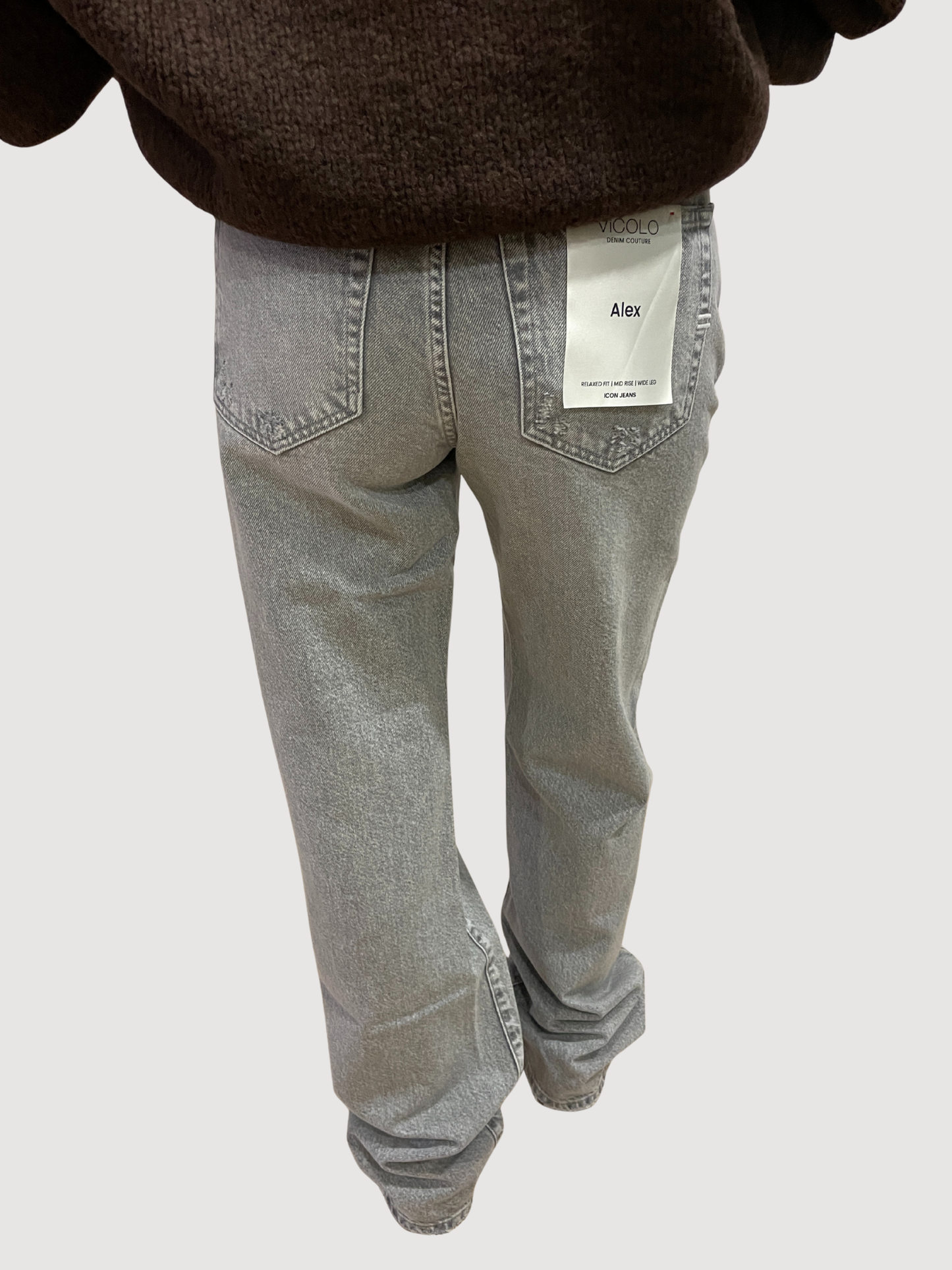 VICOLO - Jeans Alex in denim grigio a palazzo dritto