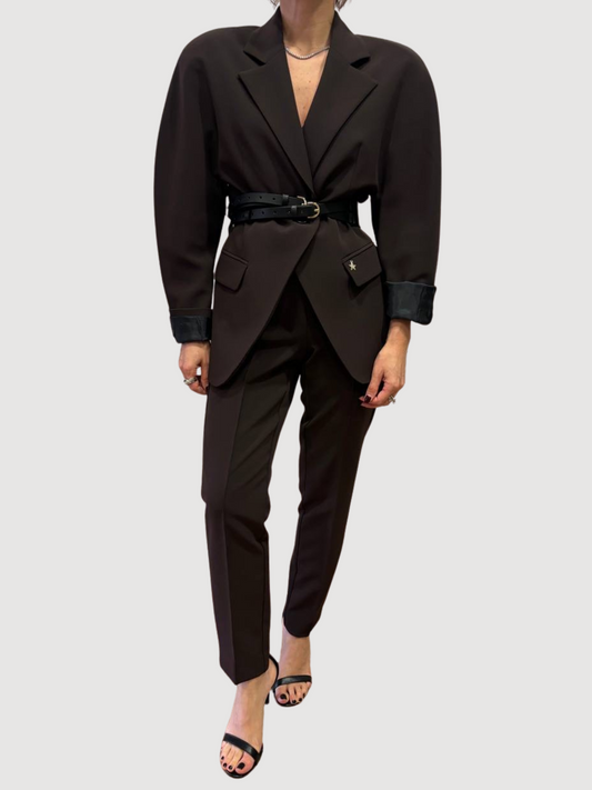 VICOLO - Cintura nera con doppia fibbia oro