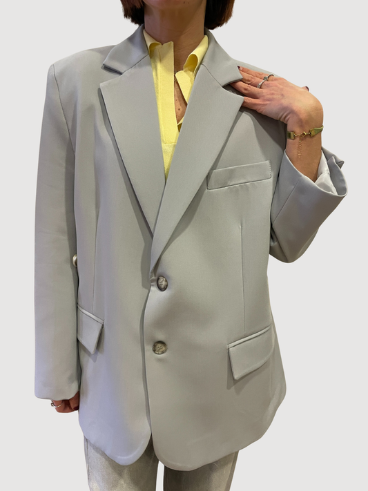 VICOLO - Giacca over a doppiopetto con spacchi grigio perla