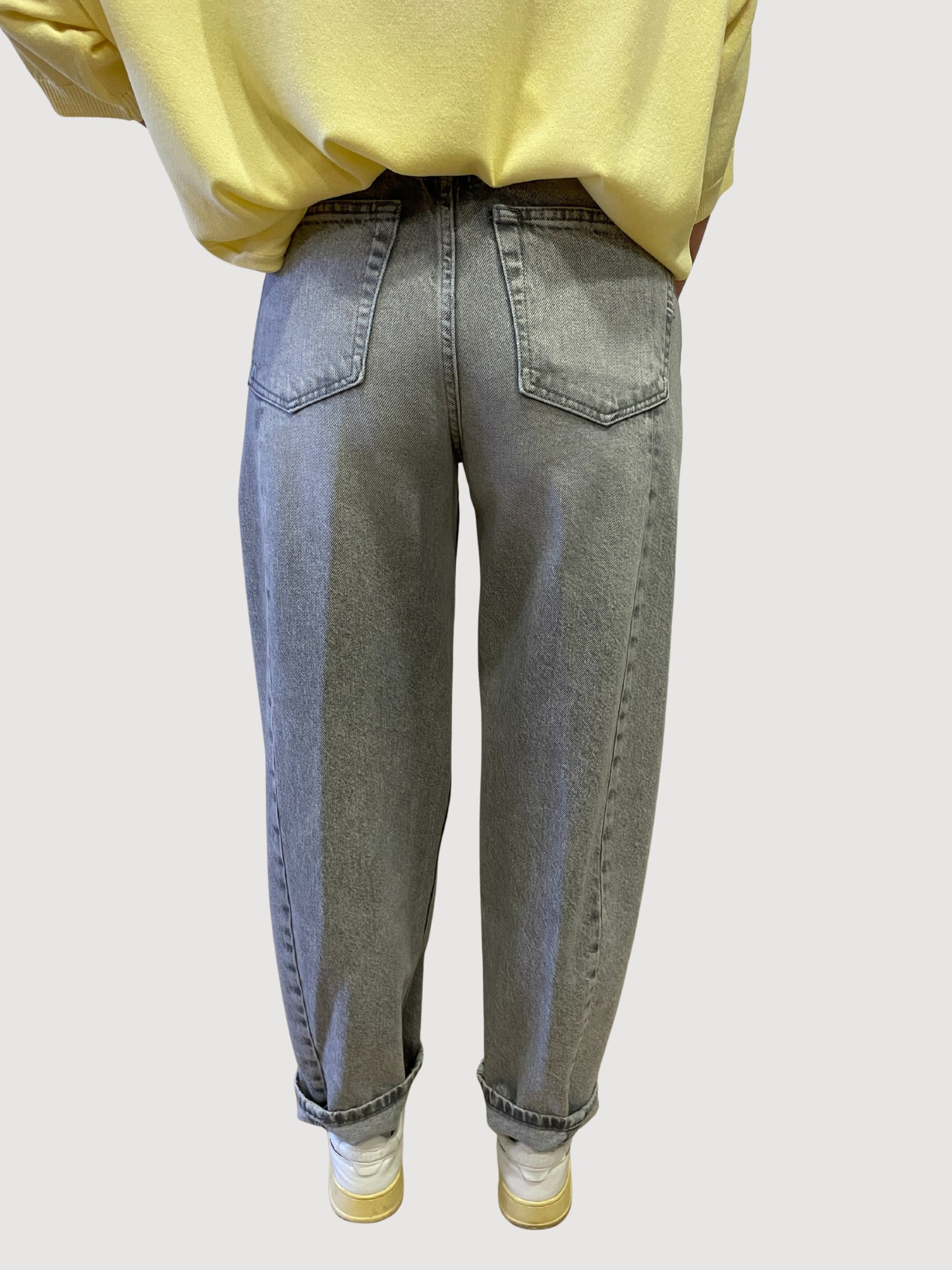 VICOLO - Jeans Chiara grigio a vita alta barrel fit