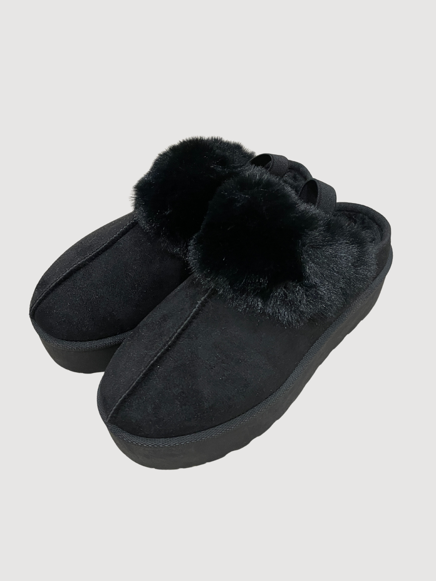 Sabot nera con pelliccetta e fascia elastica