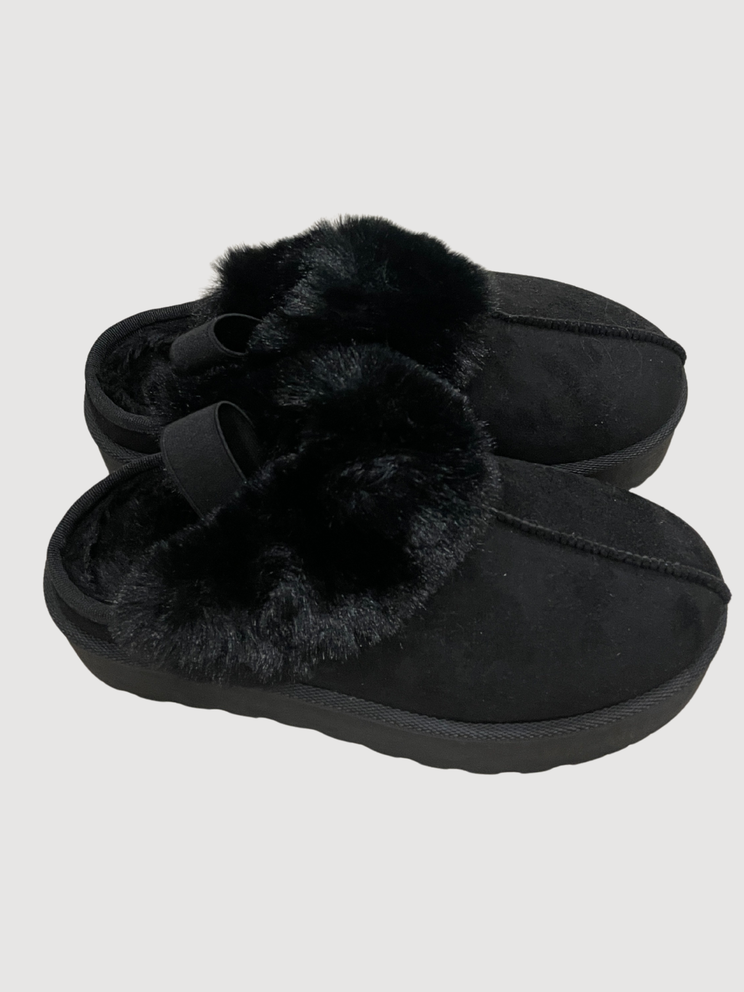 Sabot nera con pelliccetta e fascia elastica