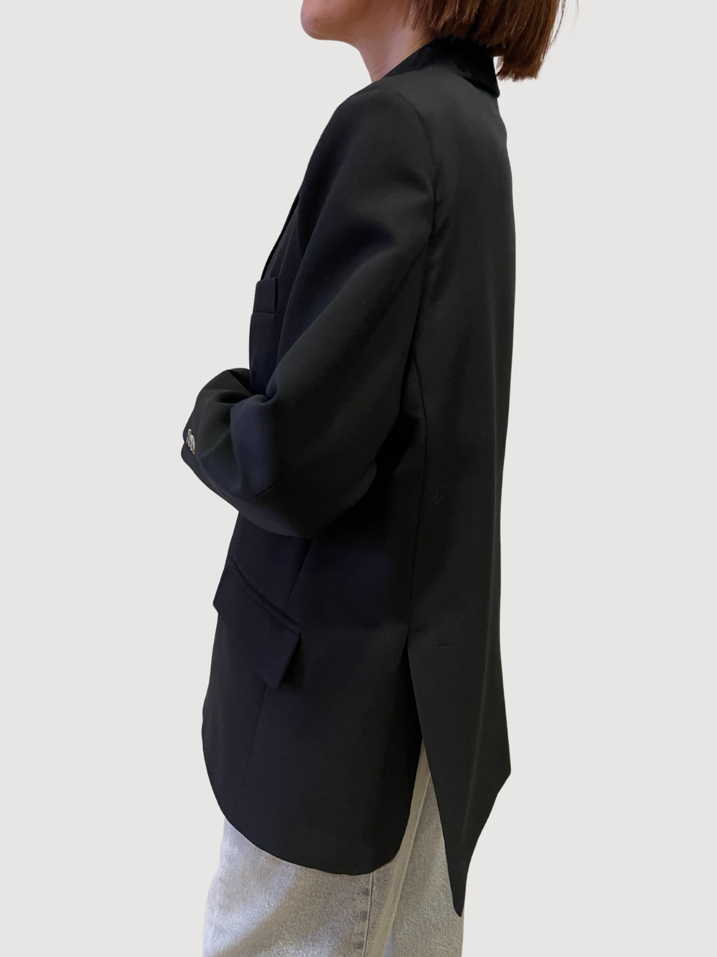 VICOLO - Giacca over a doppiopetto con spacchi nera