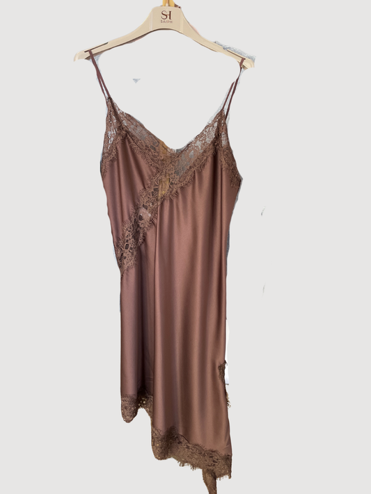 SAIPH - Abito effetto viscosa asimmetrico con dettagli in pizzo - più colori