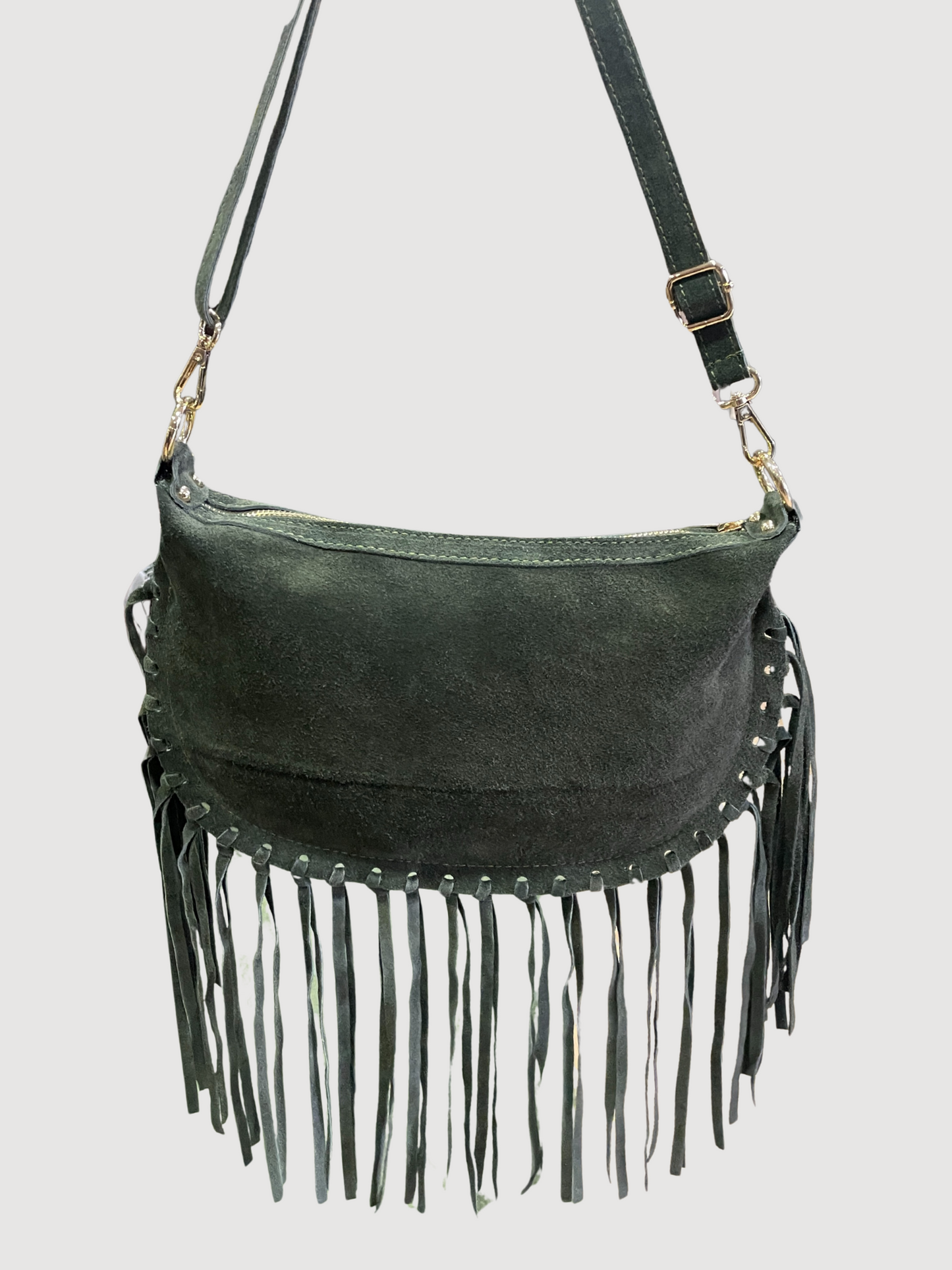 Borsa in suede ciligia con frange - più colori