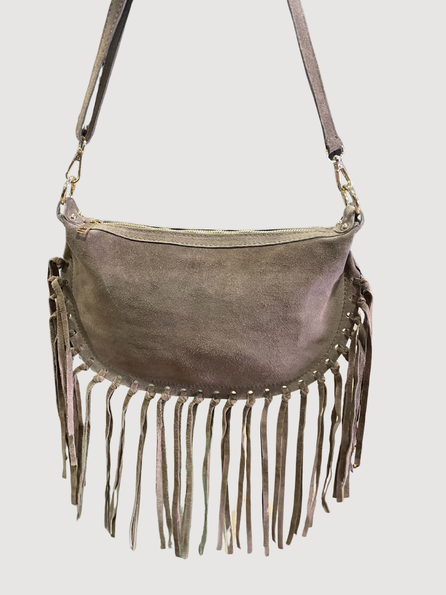 Borsa in suede ciligia con frange - più colori