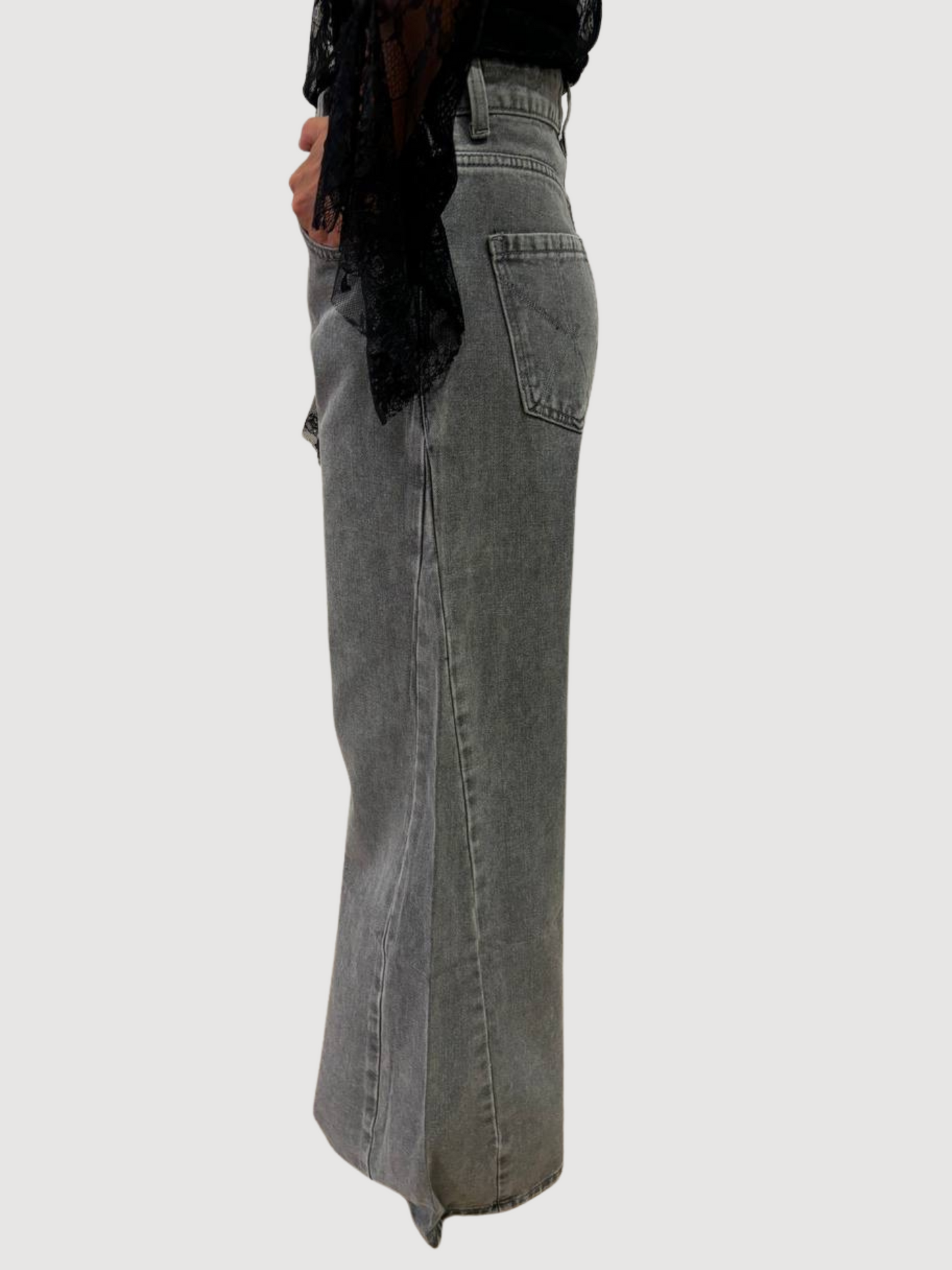 KAOS - Jeans Carole grigio chiaro a palazzo ampio