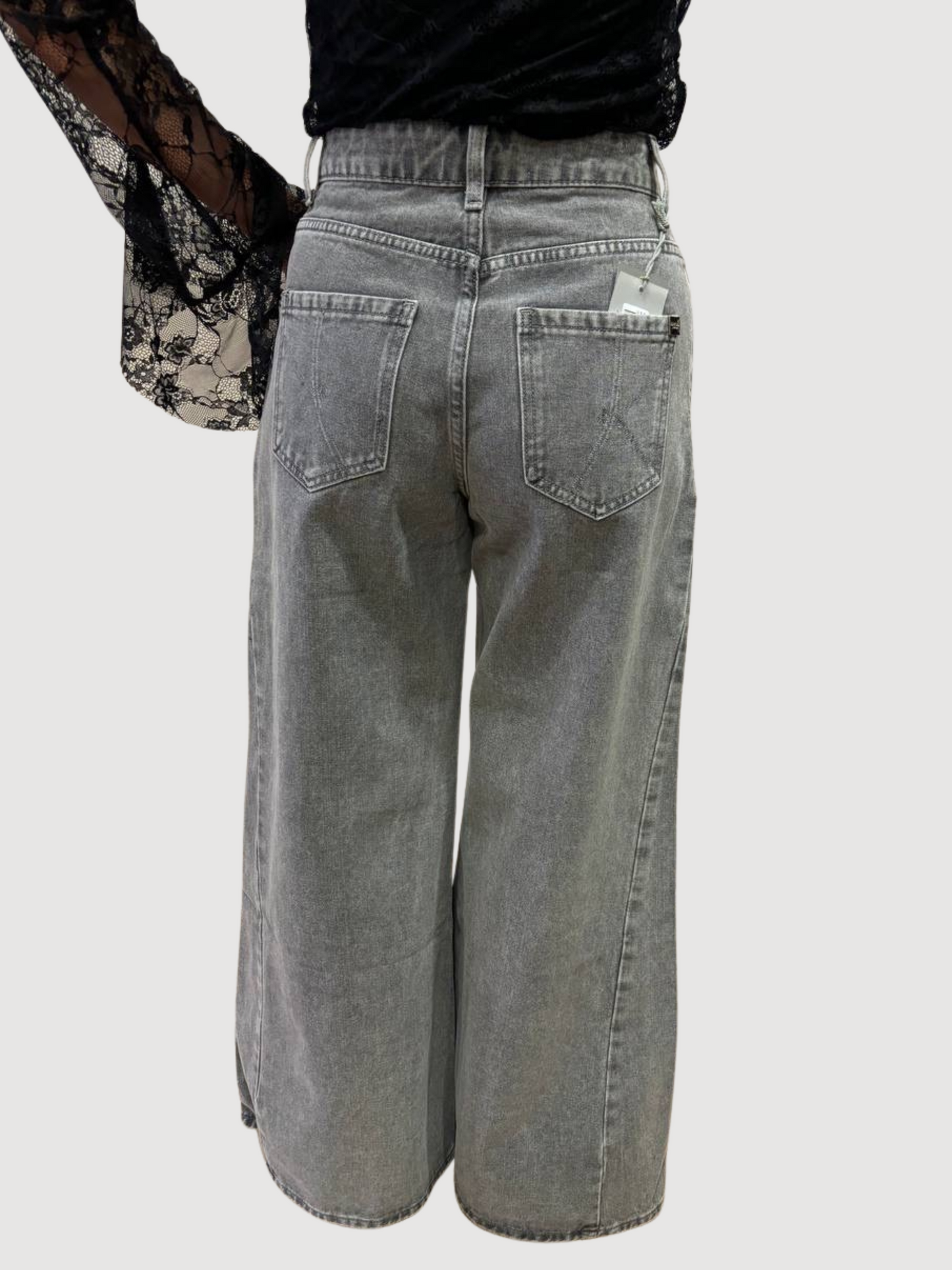 KAOS - Jeans Carole grigio chiaro a palazzo ampio
