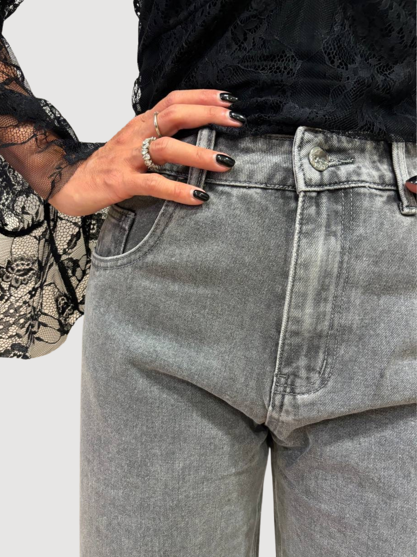 KAOS - Jeans Carole grigio chiaro a palazzo ampio