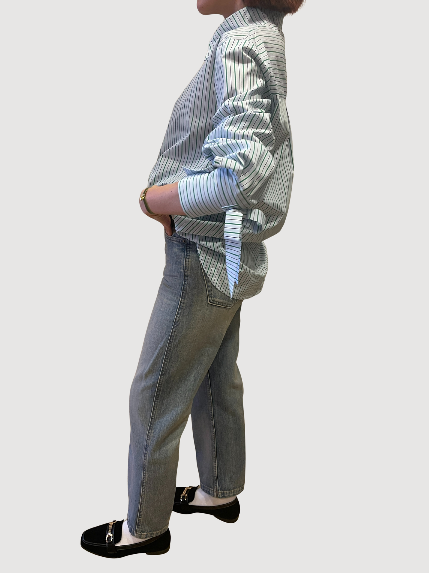 SAIPH - Camicia over a righe con dettaglio laccetti