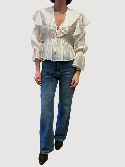 MEME ROAD - Camicia burro con volant e laccetto