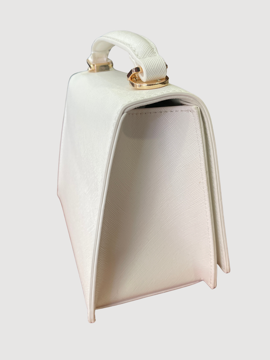 Borsa in ecopelle bianca a mano con tracolla removibile