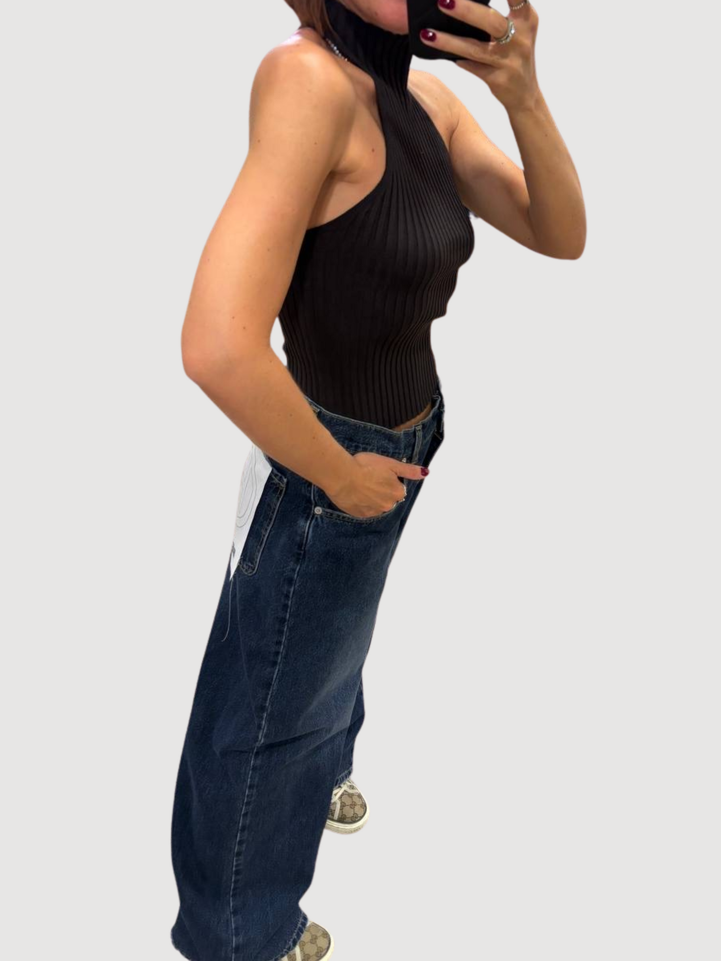 HAVEONE - Jeans Bella in denim scuro a vita alta