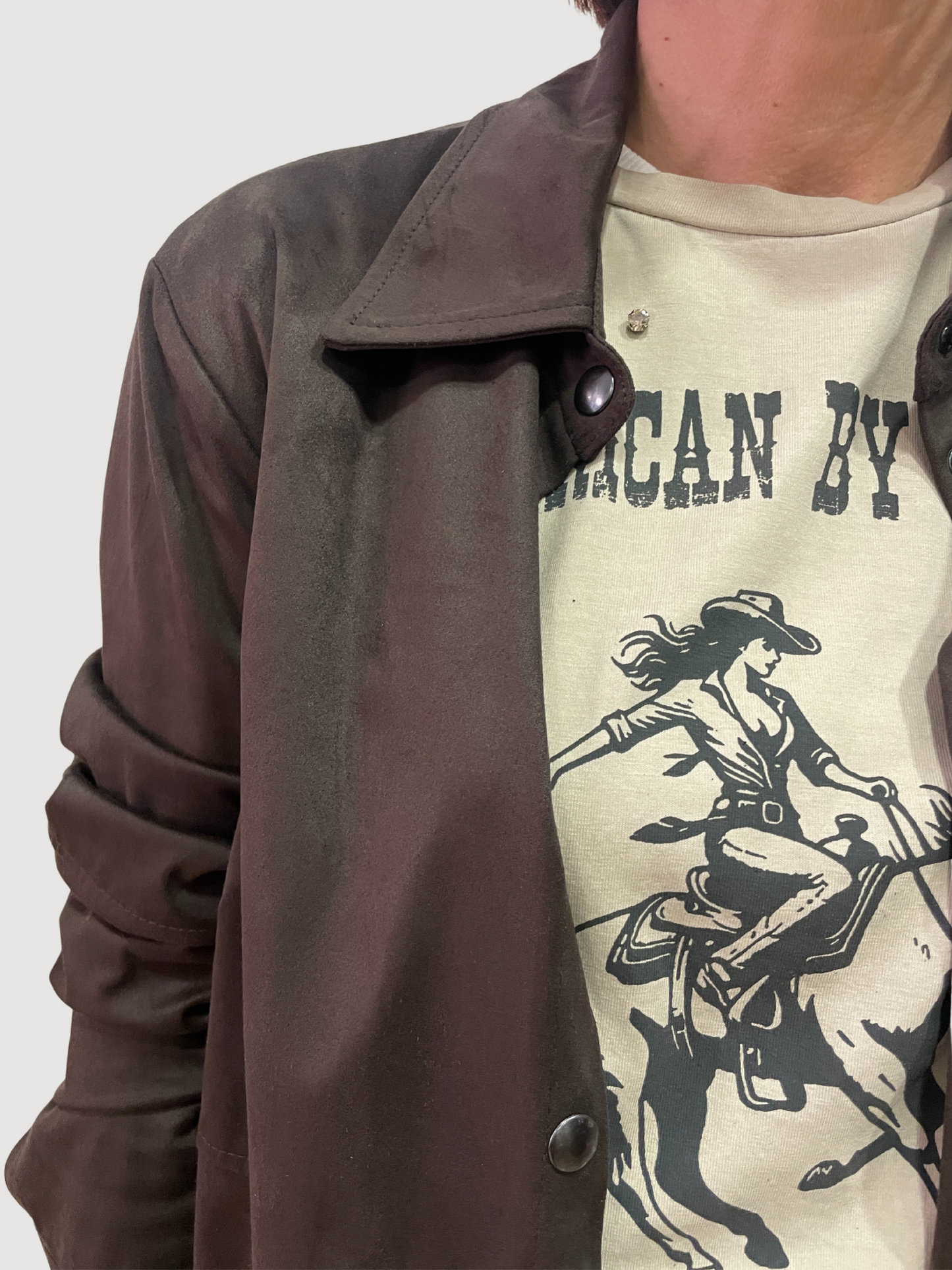 KAOS - Camicia in suede fondente con chiusura con bottoni