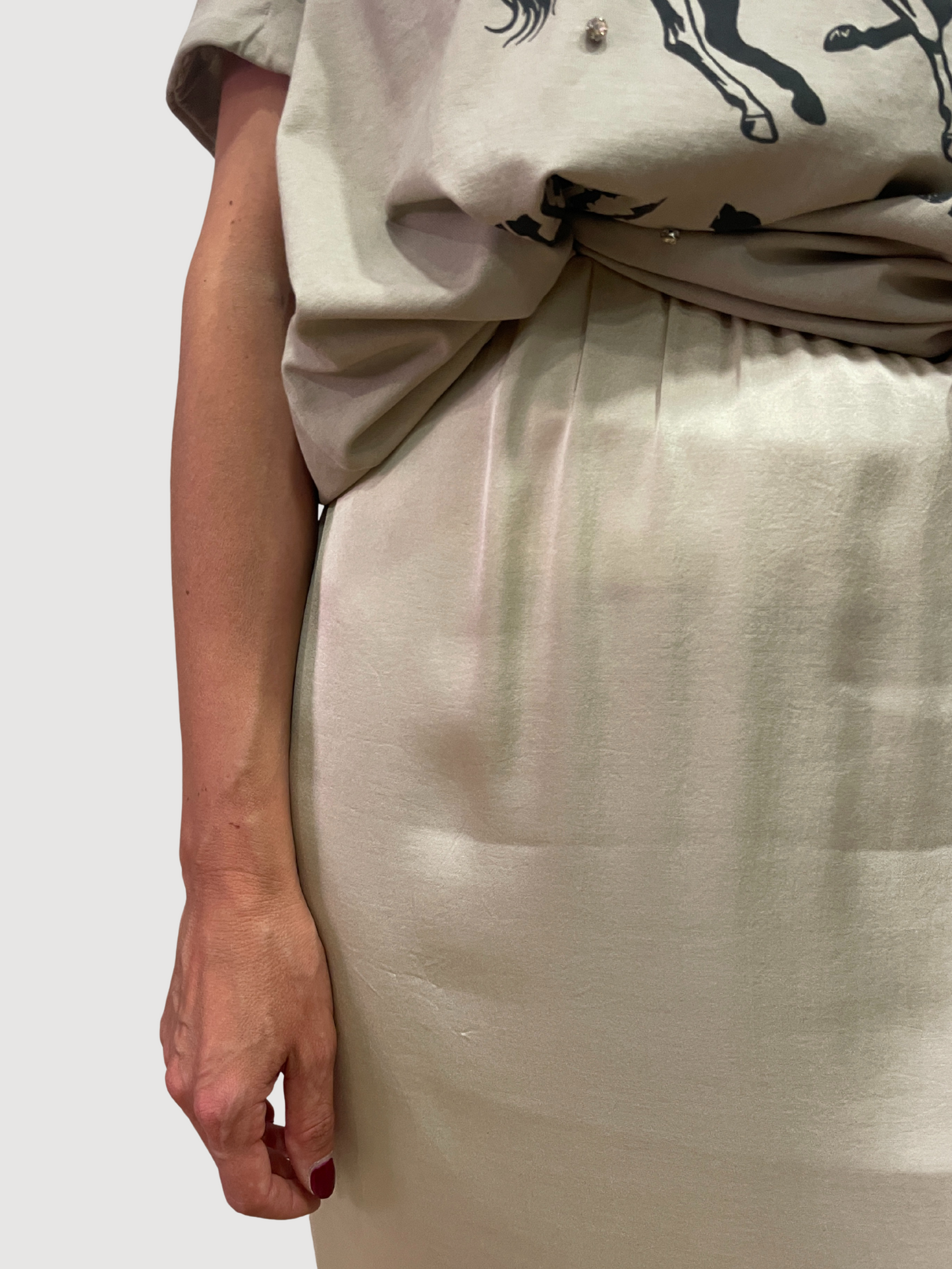 HAVEONE - Longuette in viscosa champagne con elastico