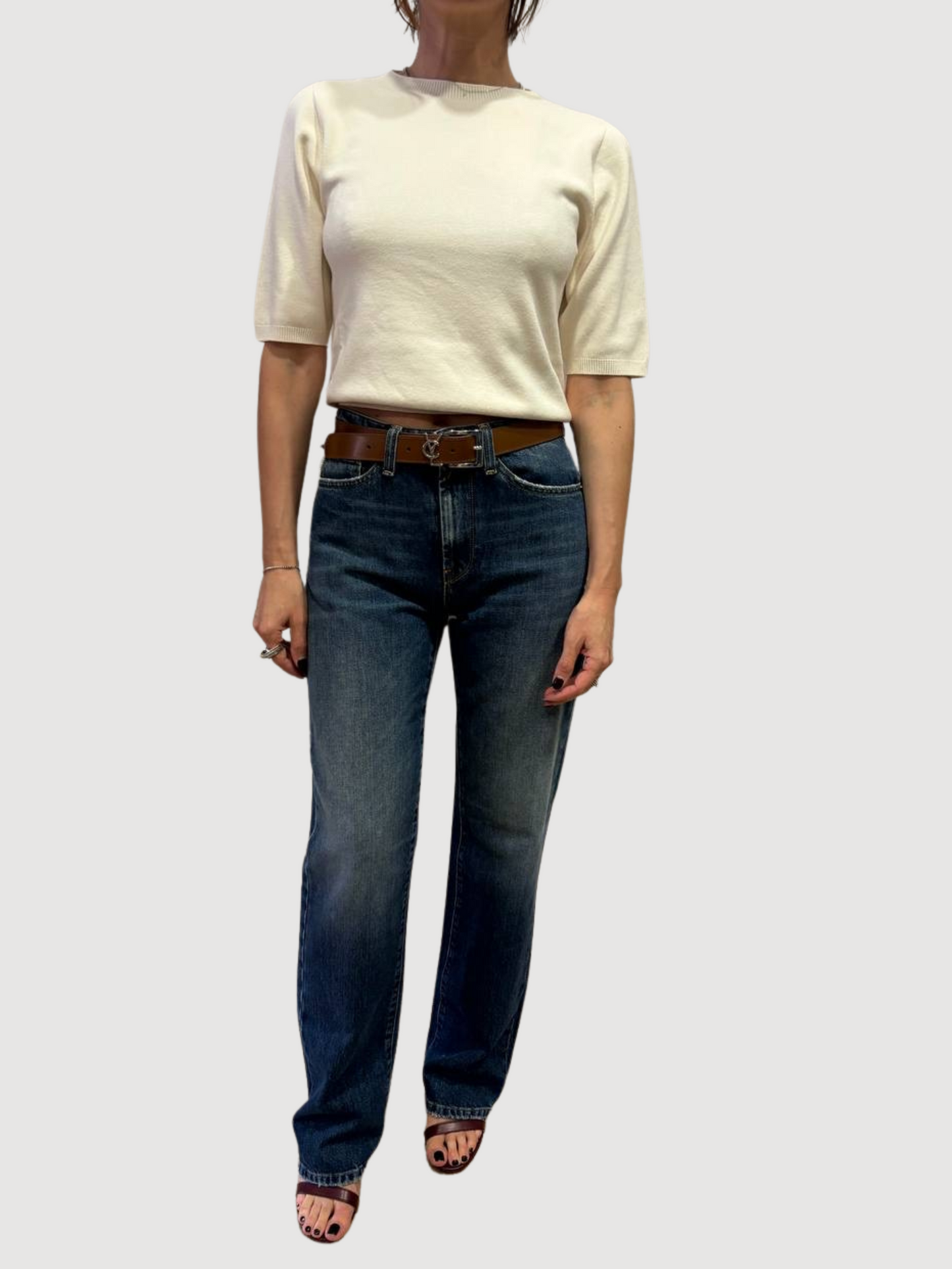 VICOLO - Jeans Alex a palazzo dritto wide leg in denim scuro