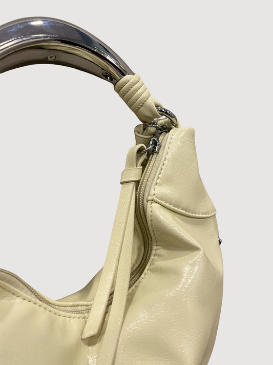 Borsa in ecopelle a mezzaluna giallo pulcino