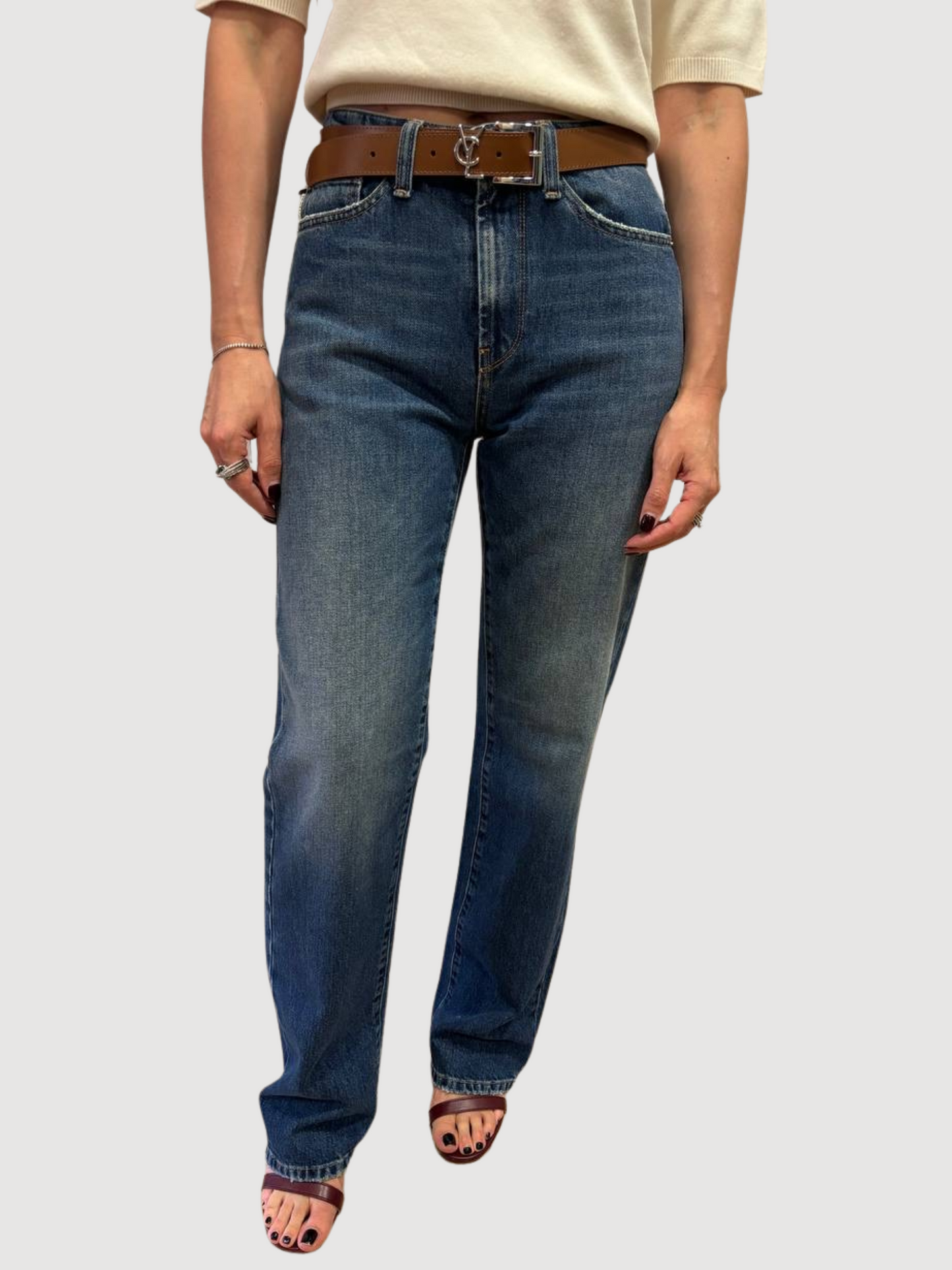 VICOLO - Jeans Alex a palazzo dritto wide leg in denim scuro