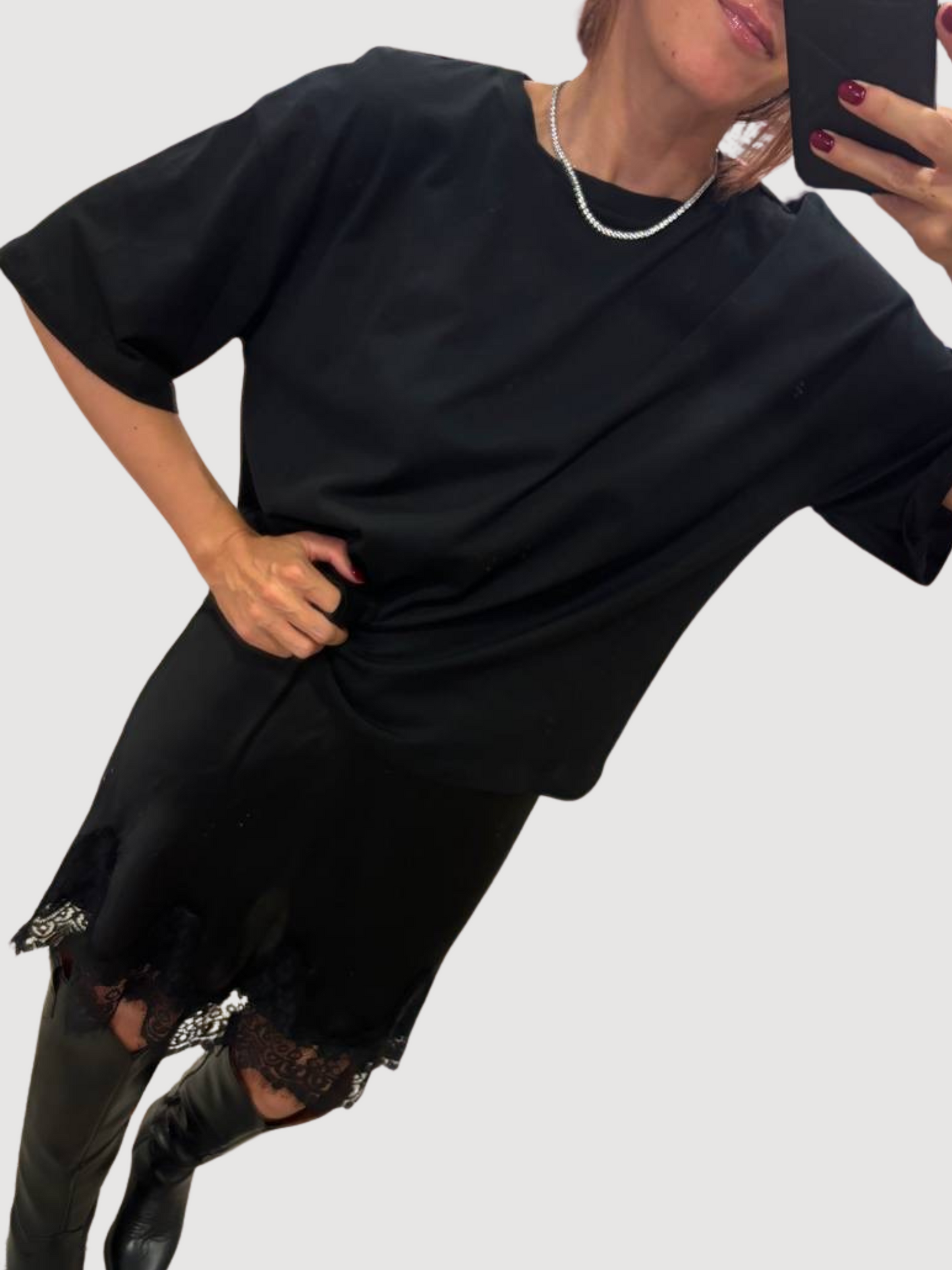 SOUVENIR - Abito con t-shirt over rimovibile e abito sottoveste con pizzo - più colori