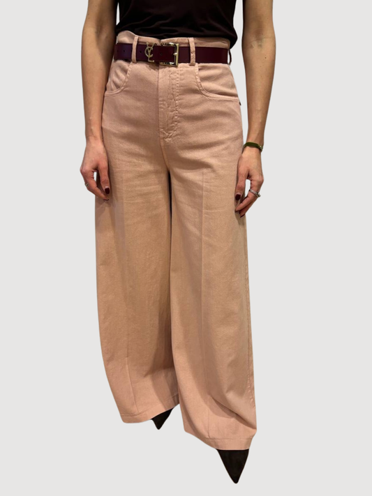 MEME ROAD - Jeans nude a vita alta a palazzo ampio