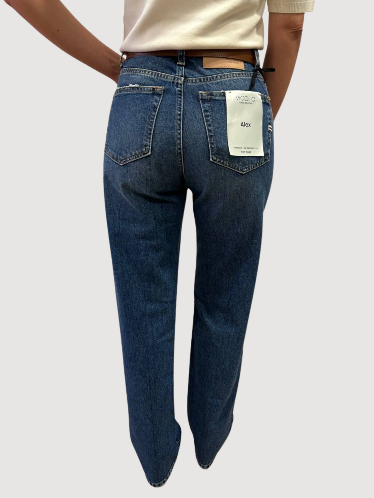 VICOLO - Jeans Alex a palazzo dritto wide leg in denim scuro