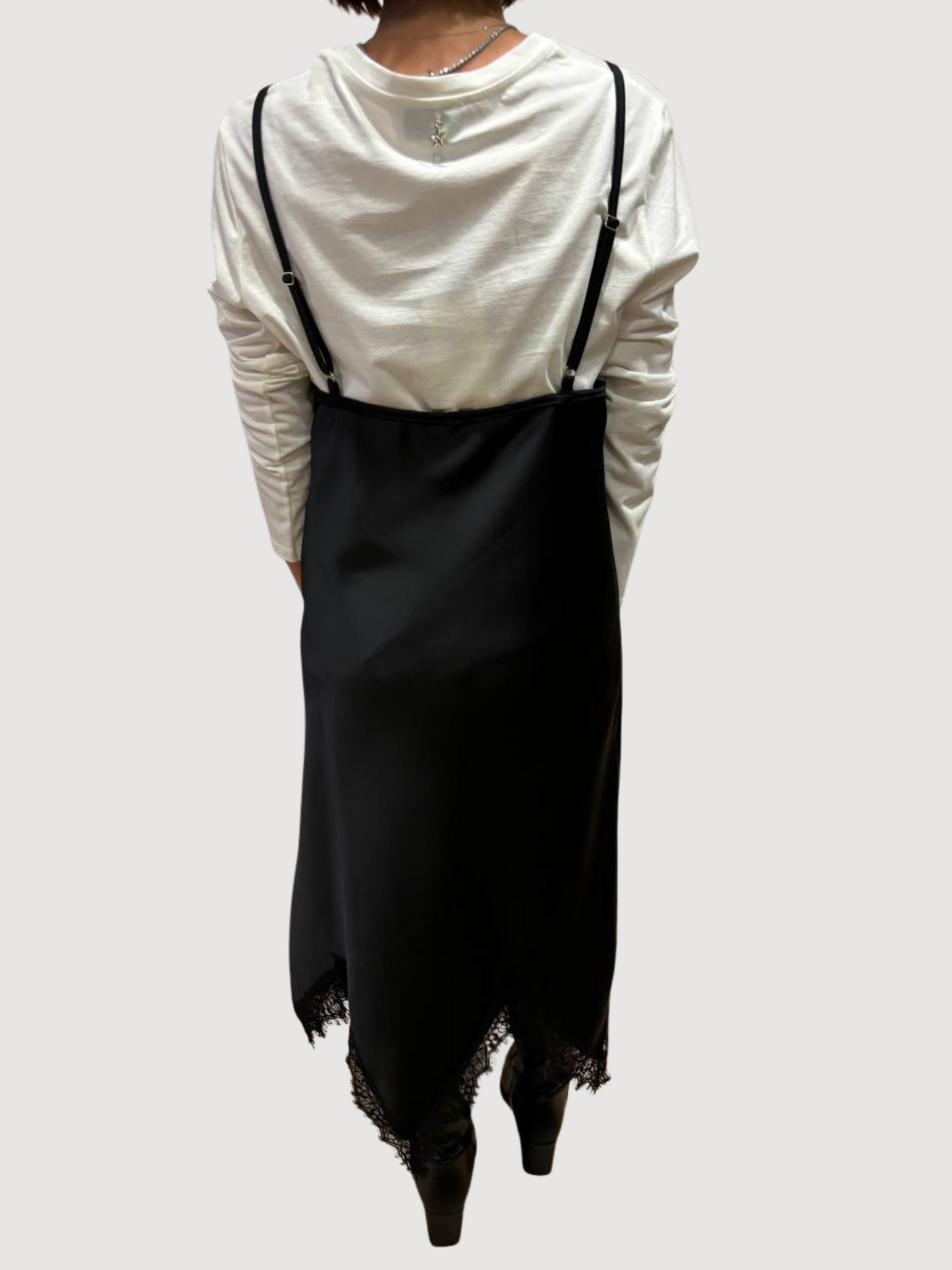 SOUVENIR - Abito con t-shirt a manica lunga e sottoveste effetto viscosa con pizzo