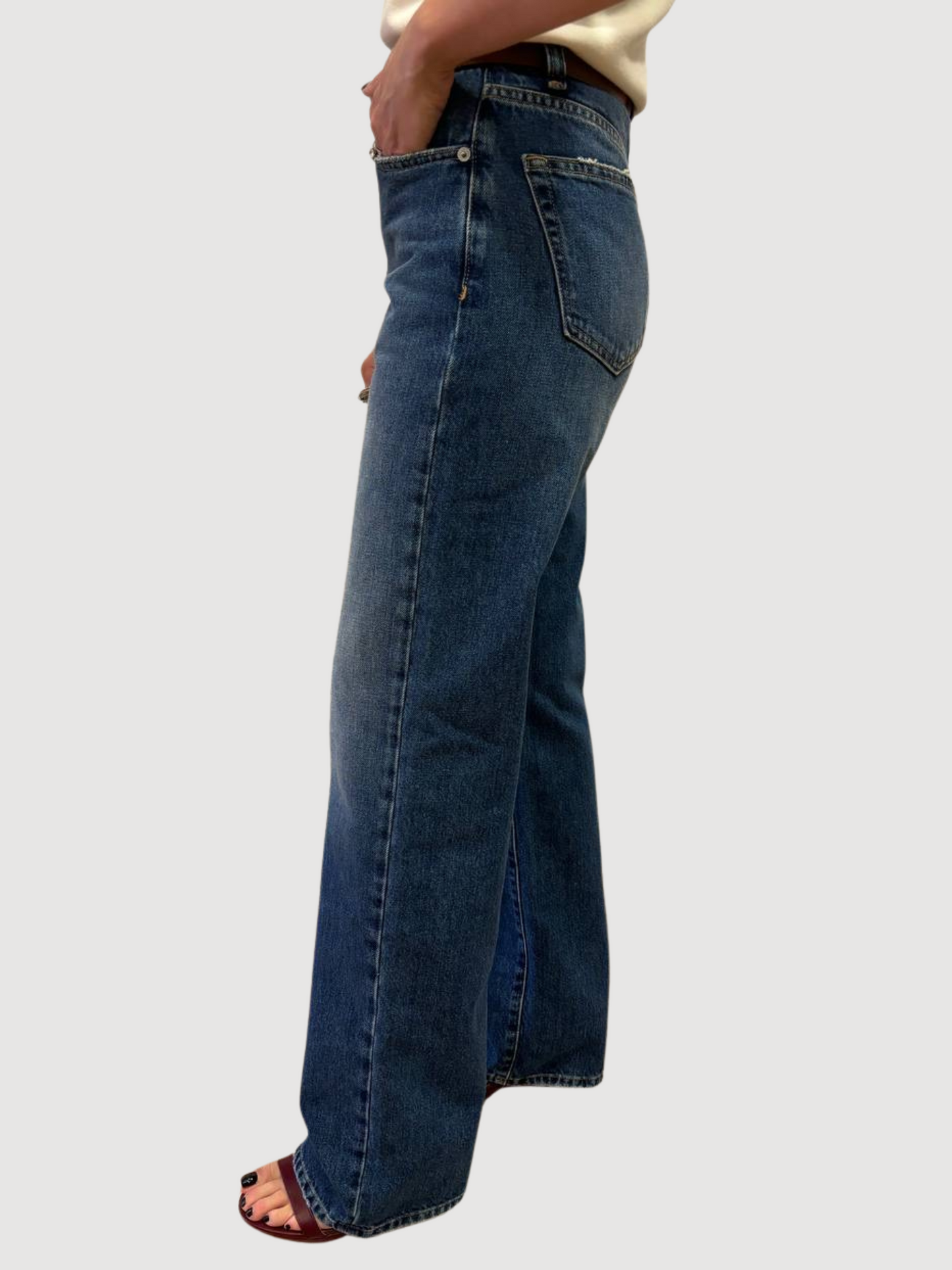 VICOLO - Jeans Alex a palazzo dritto wide leg in denim scuro
