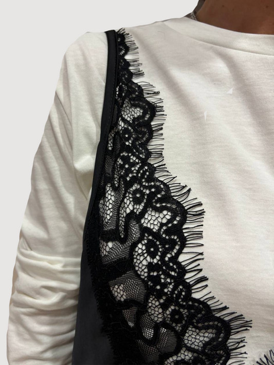 SOUVENIR - Abito con t-shirt a manica lunga e sottoveste effetto viscosa con pizzo