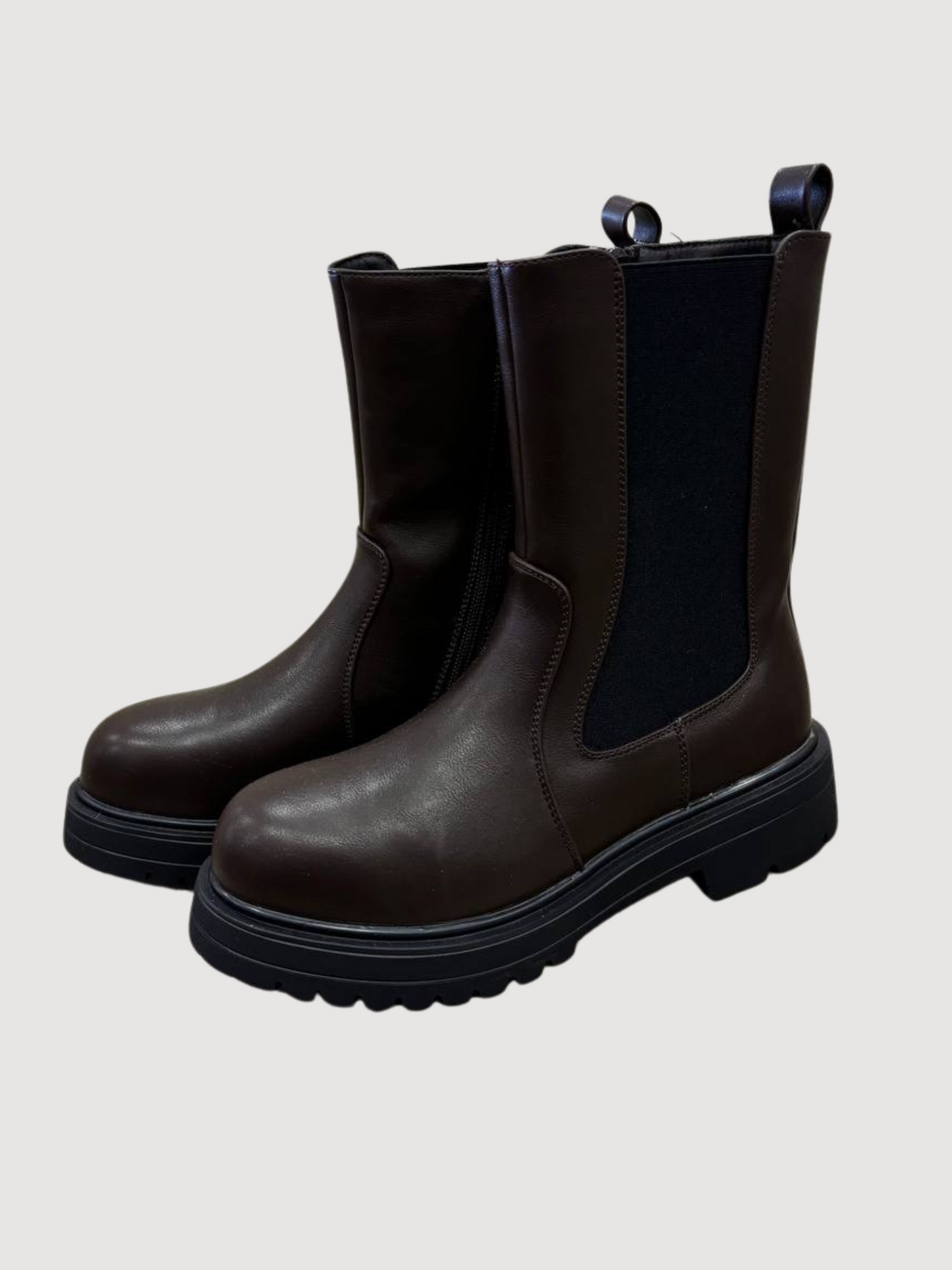 Stivaletto boot nero con platform e fascia elastica
