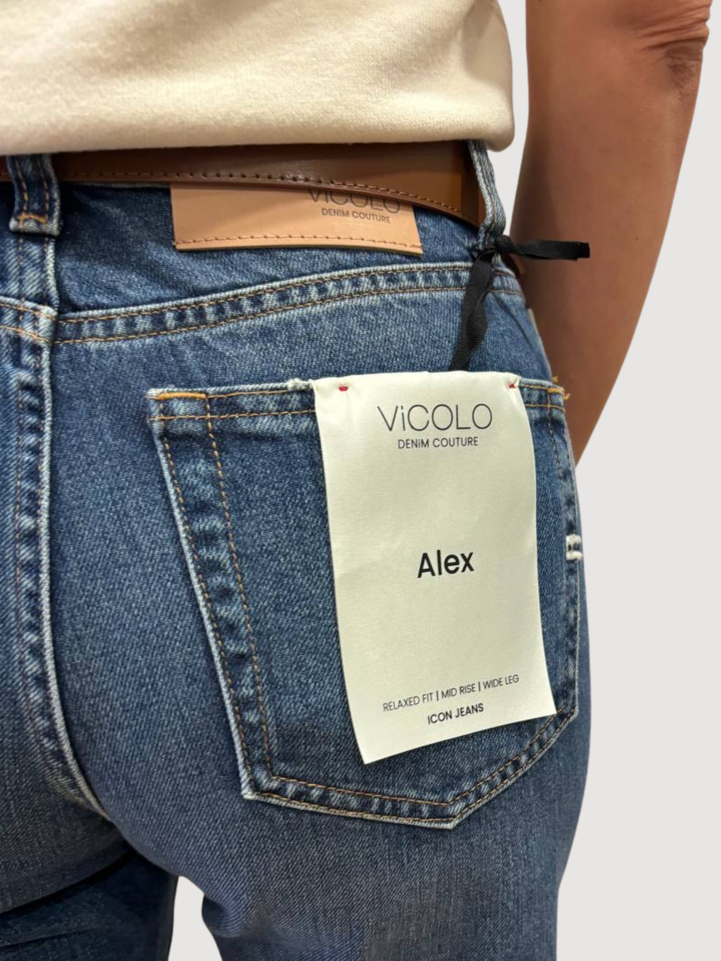 VICOLO - Jeans Alex a palazzo dritto wide leg in denim scuro