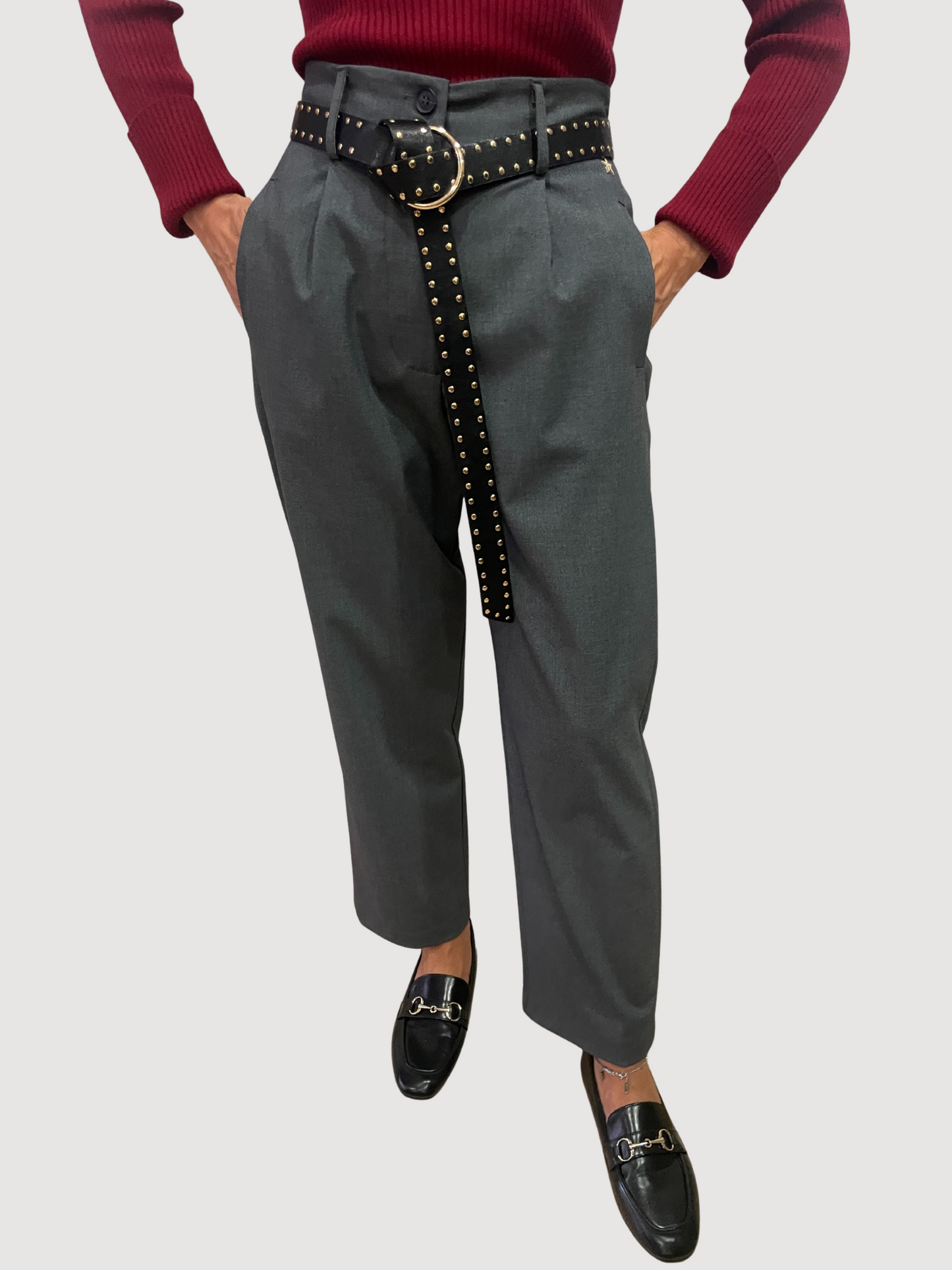 SOUVENIR - Pantalone in jersey a vita alta con pinces - più colori