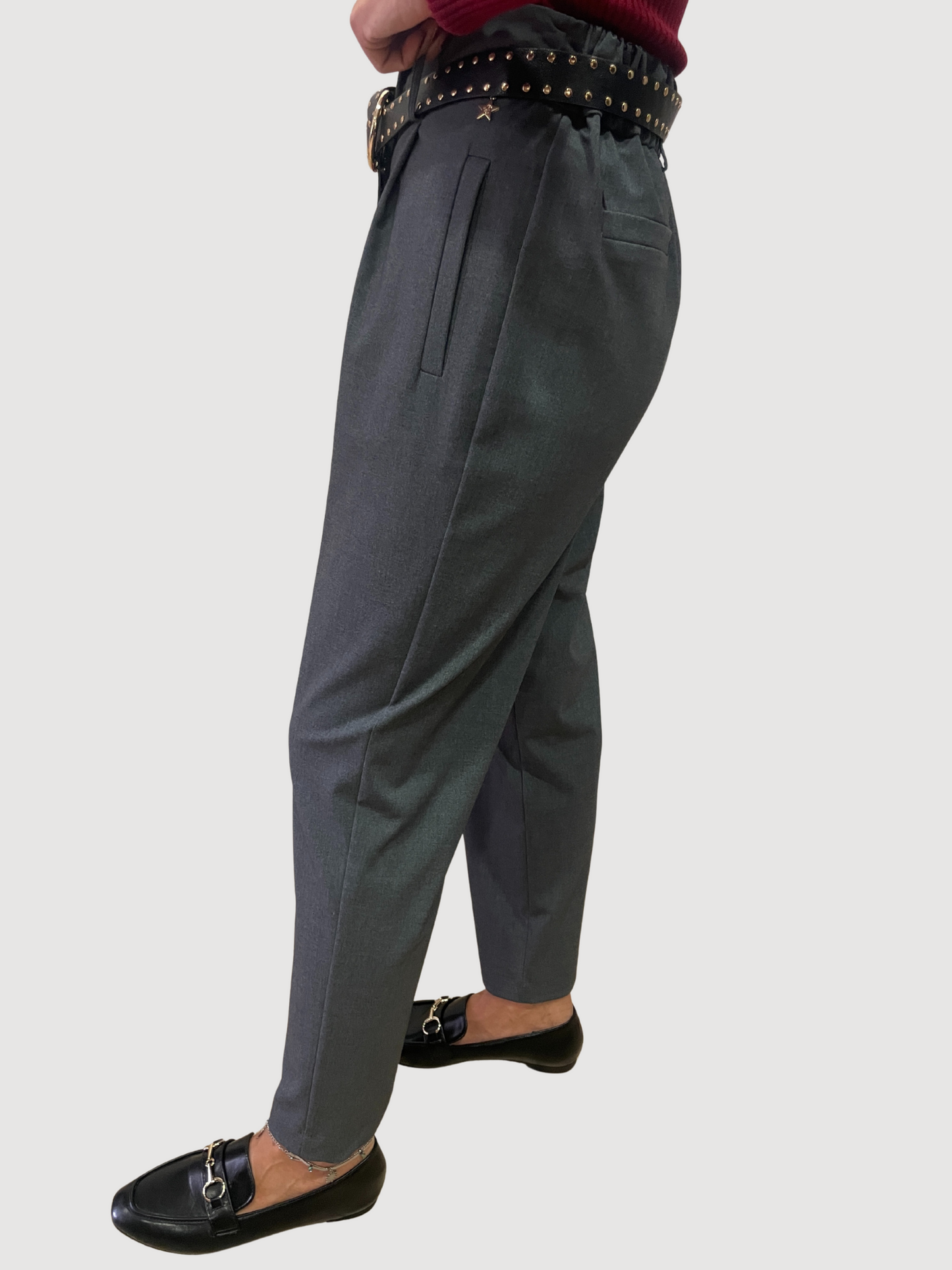 SOUVENIR - Pantalone in jersey a vita alta con pinces - più colori