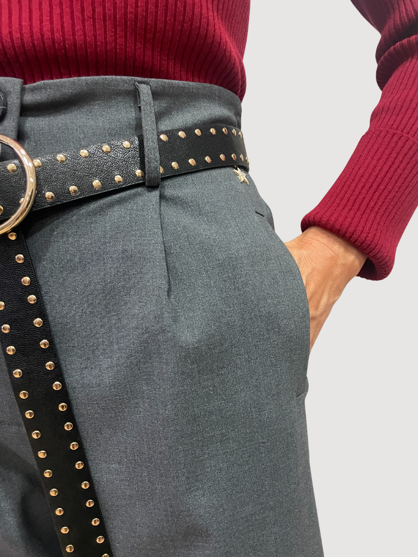 SOUVENIR - Pantalone in jersey a vita alta con pinces - più colori