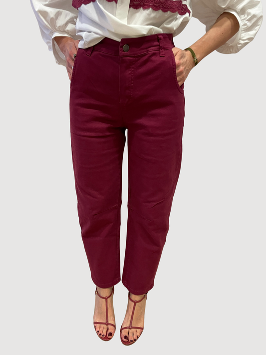 KONTATTO - Pantalone barrel color sangria in cotone