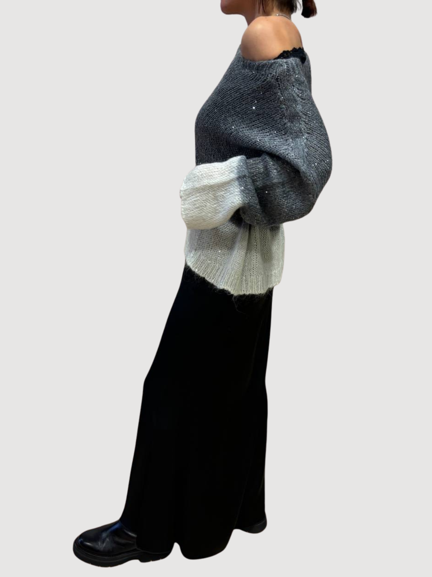 HAVEONE - Gonna lunga in viscosa nera con elastico